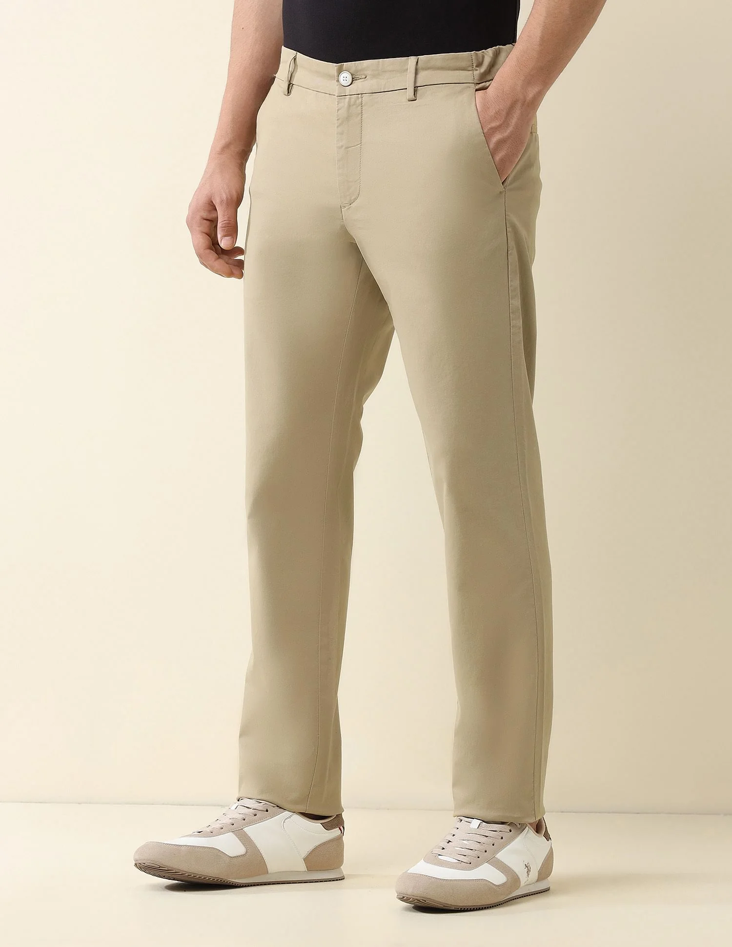 Slim Fit Solid Chinos - Image 4