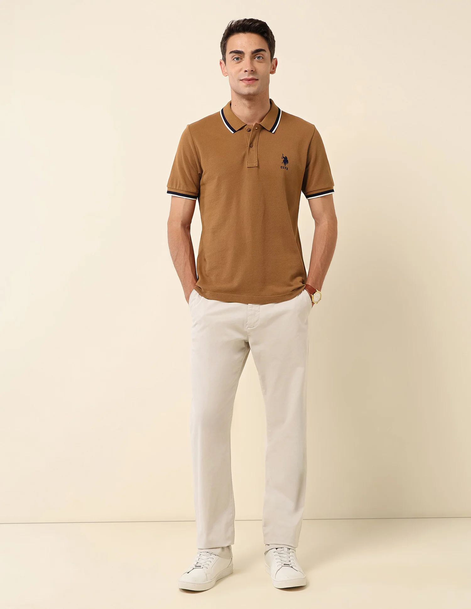 Slim Fit Solid Polo Shirt - Image 3