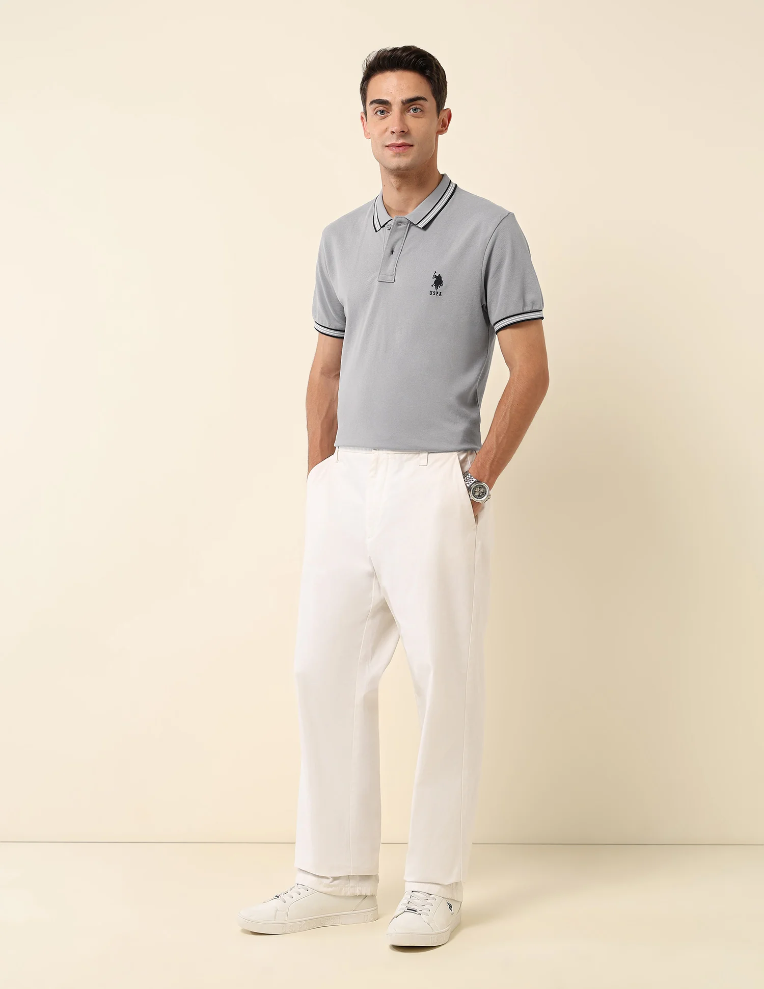 Slim Fit Solid Polo Shirt - Image 3