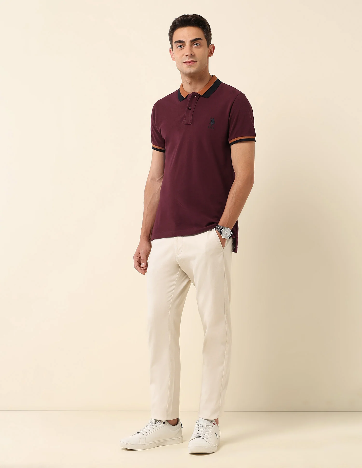 Slim Fit Solid Polo Shirt - Image 3