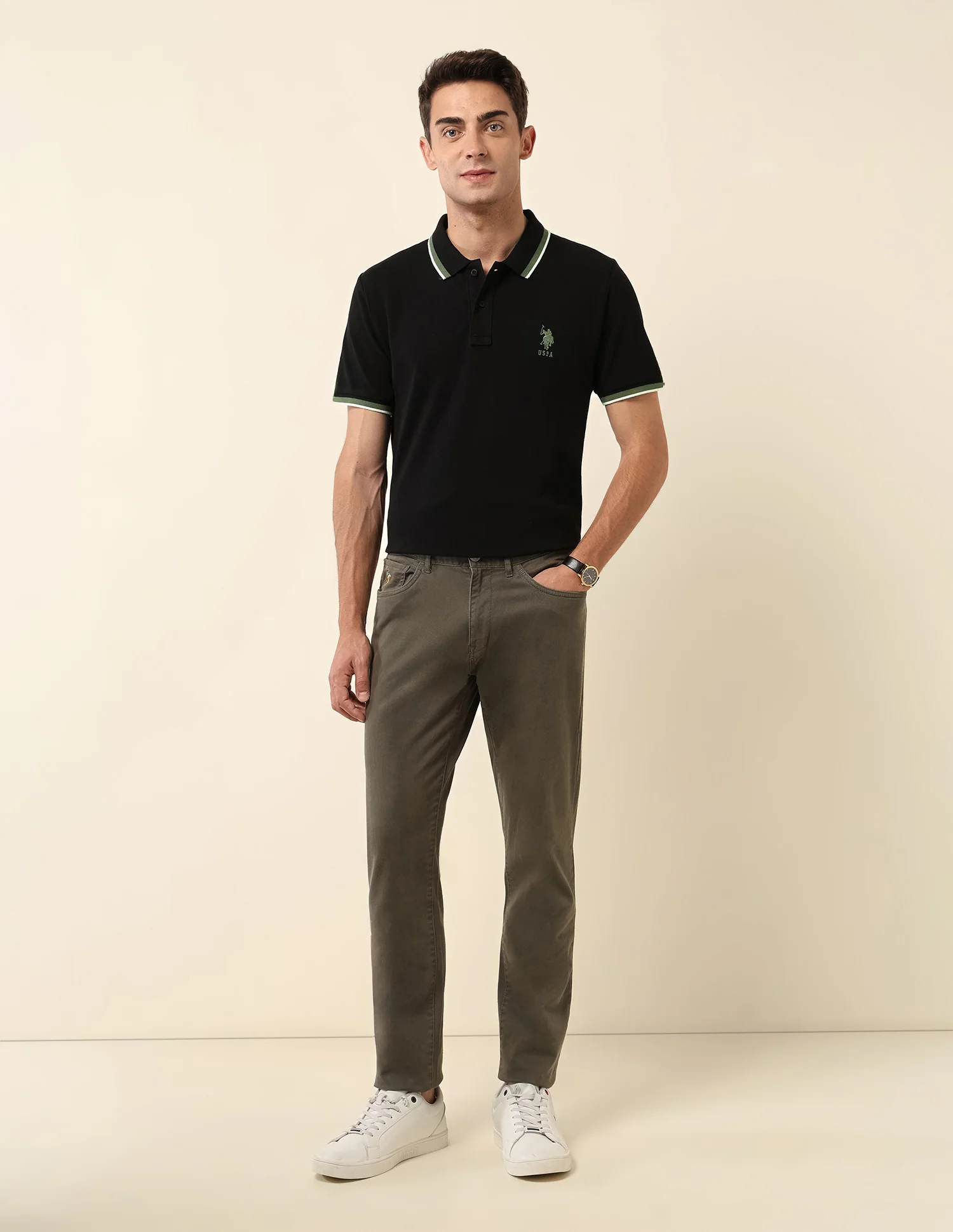 Slim Fit Solid Polo Shirt - Image 3