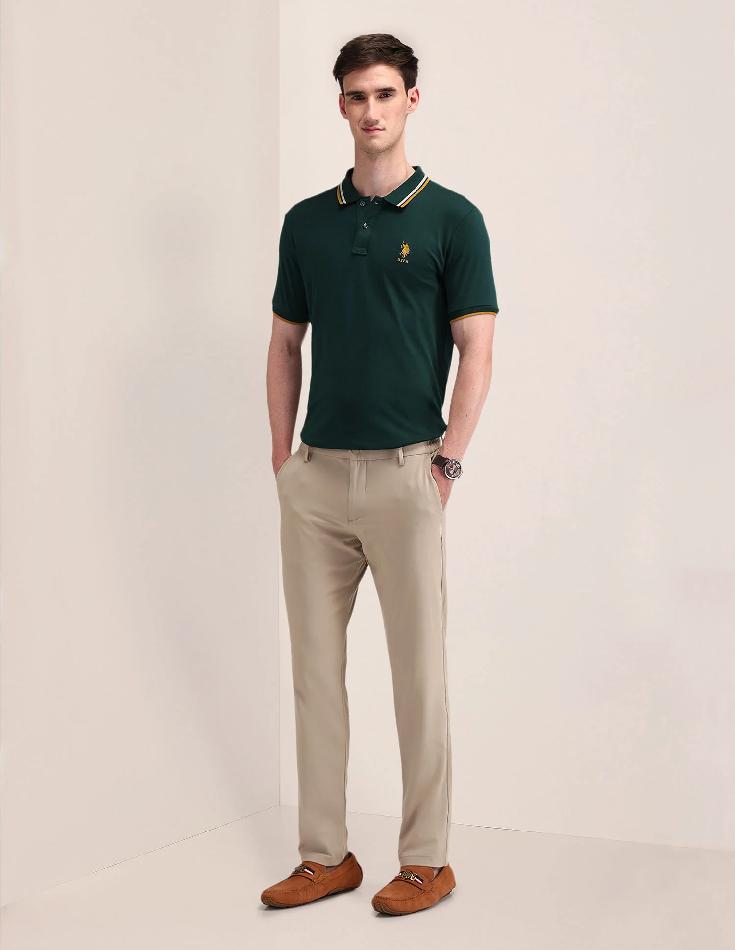 Slim Fit Solid Polo Shirt - Image 3