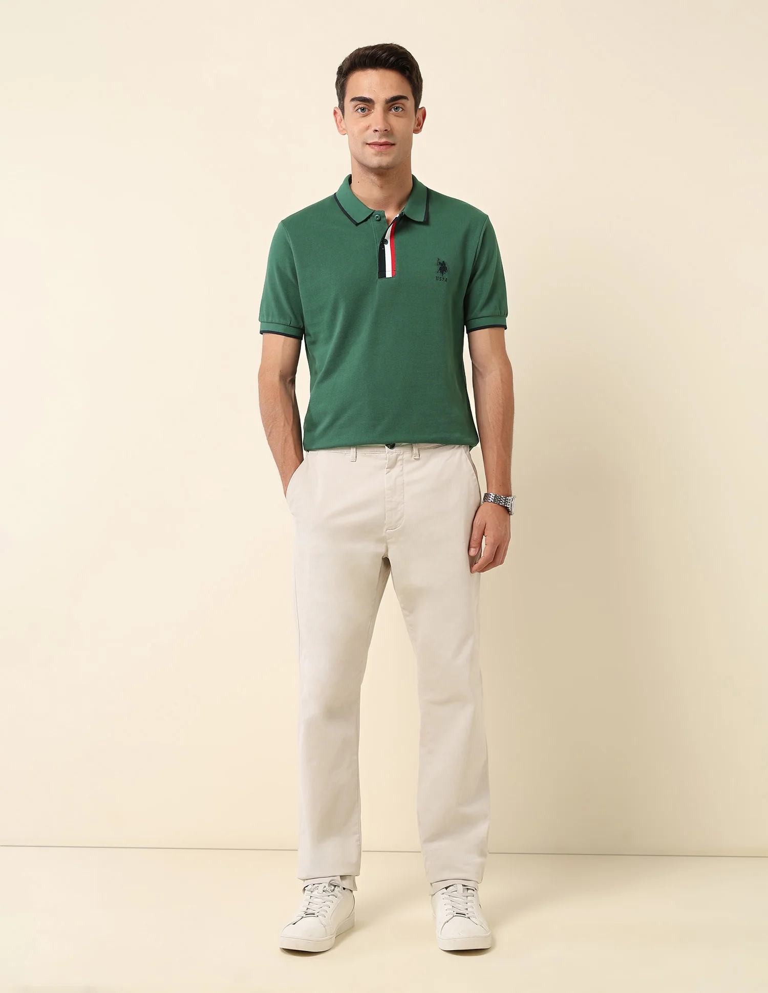 Slim Fit Solid Polo Shirt - Image 3