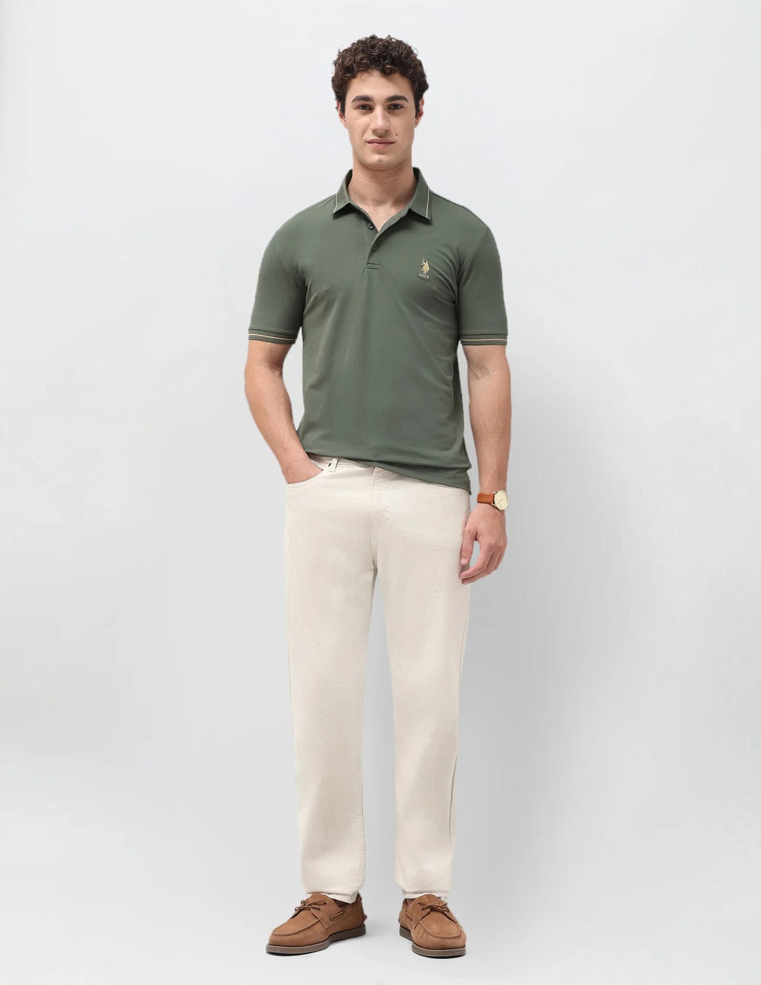 Slim Fit Solid Polo Shirt - Image 3
