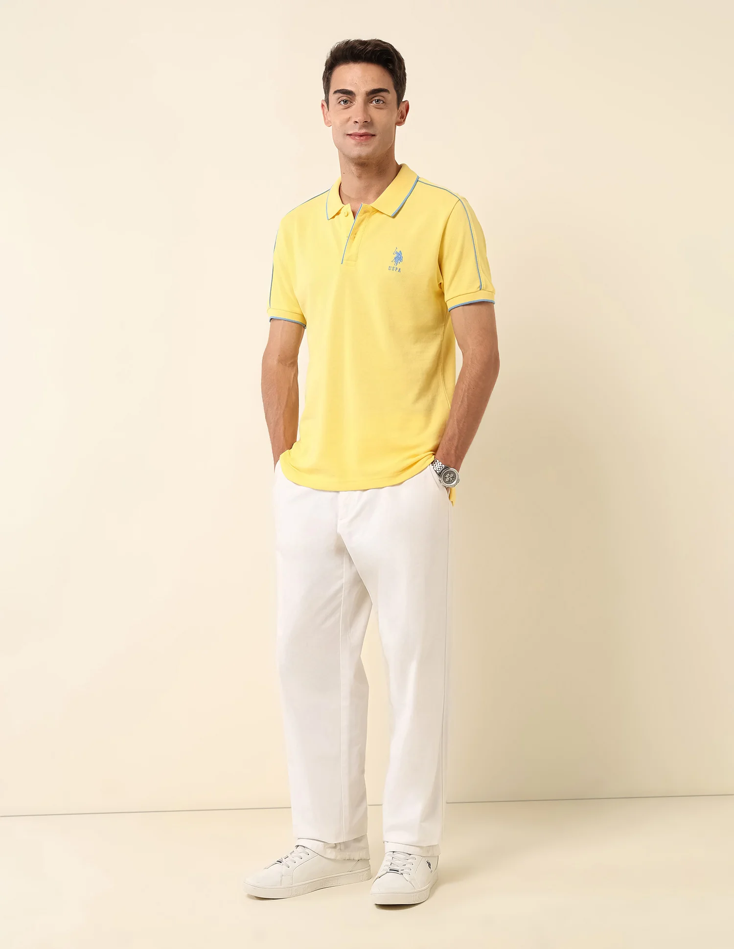 Slim Fit Solid Polo Shirt - Image 3