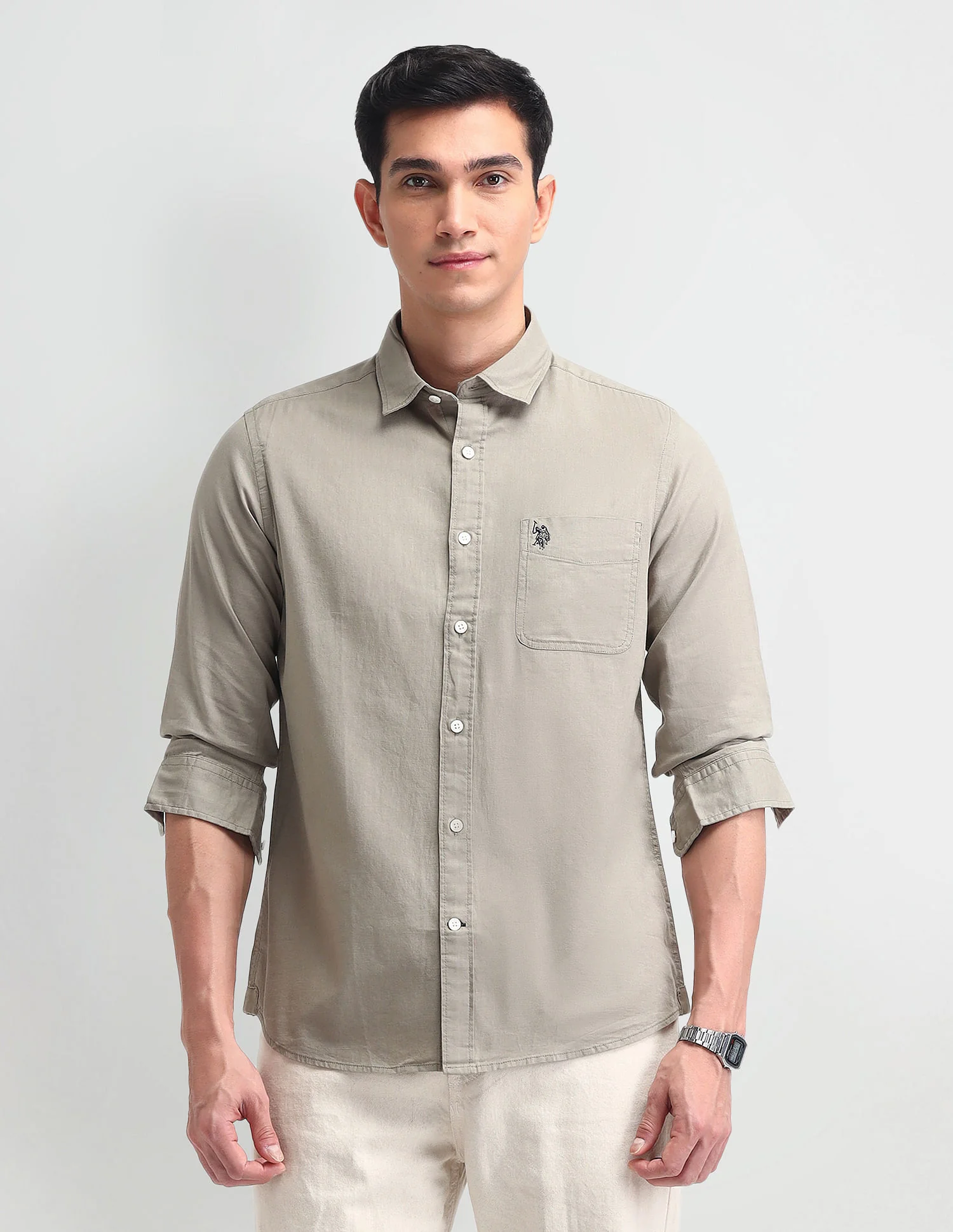 Slim Fit Solid Twill Shirt