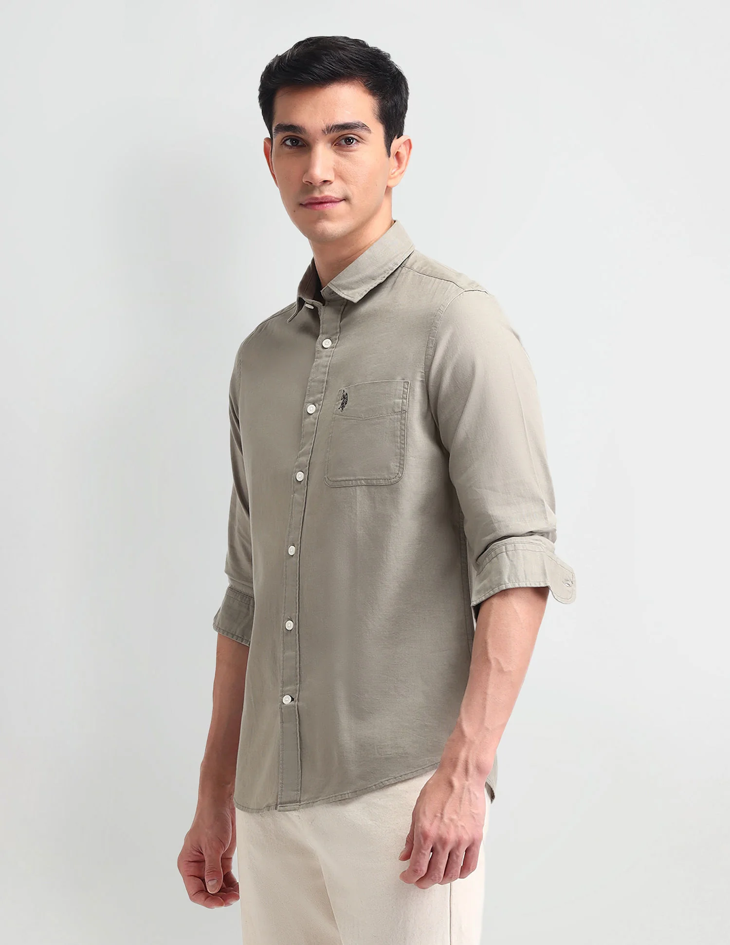 Slim Fit Solid Twill Shirt - Image 4