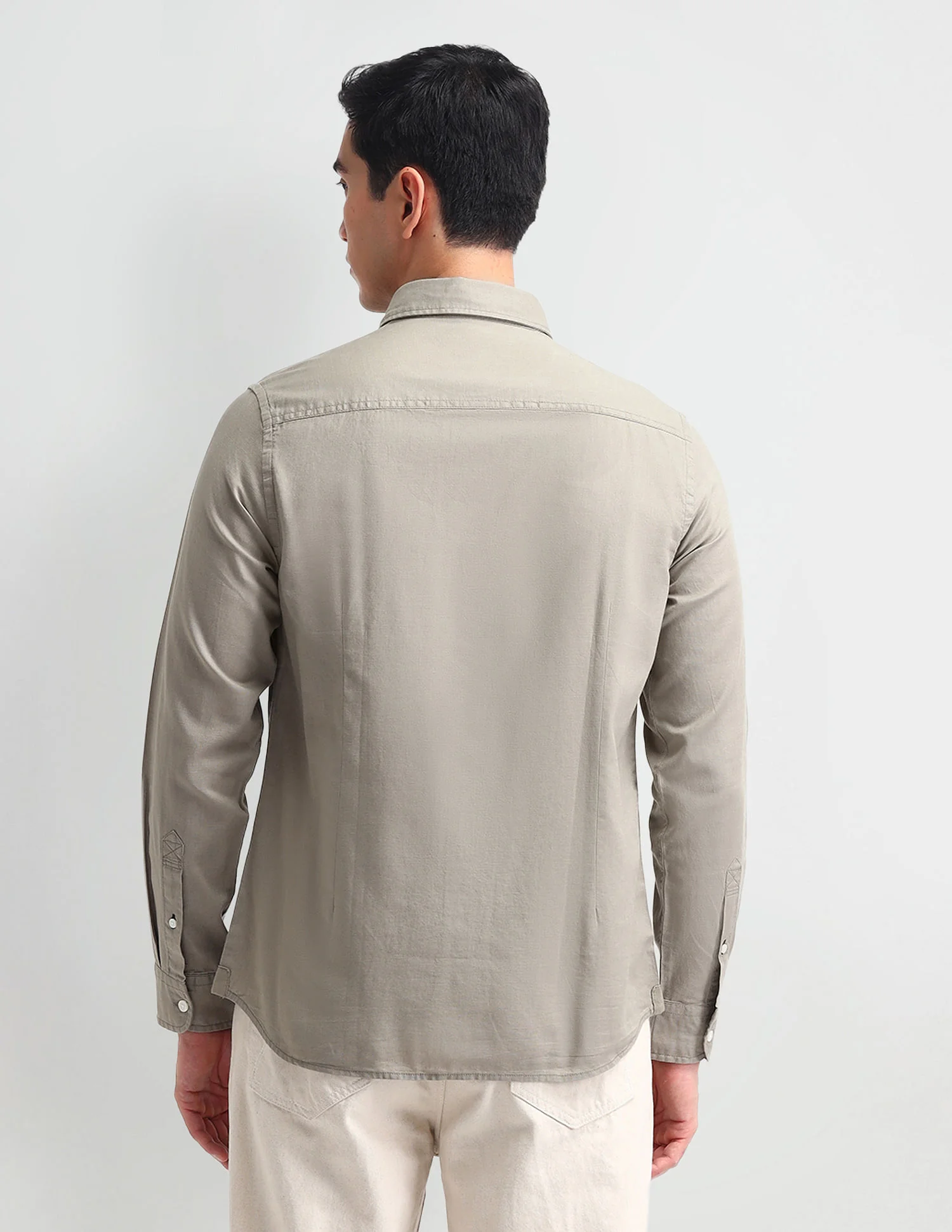 Slim Fit Solid Twill Shirt - Image 5
