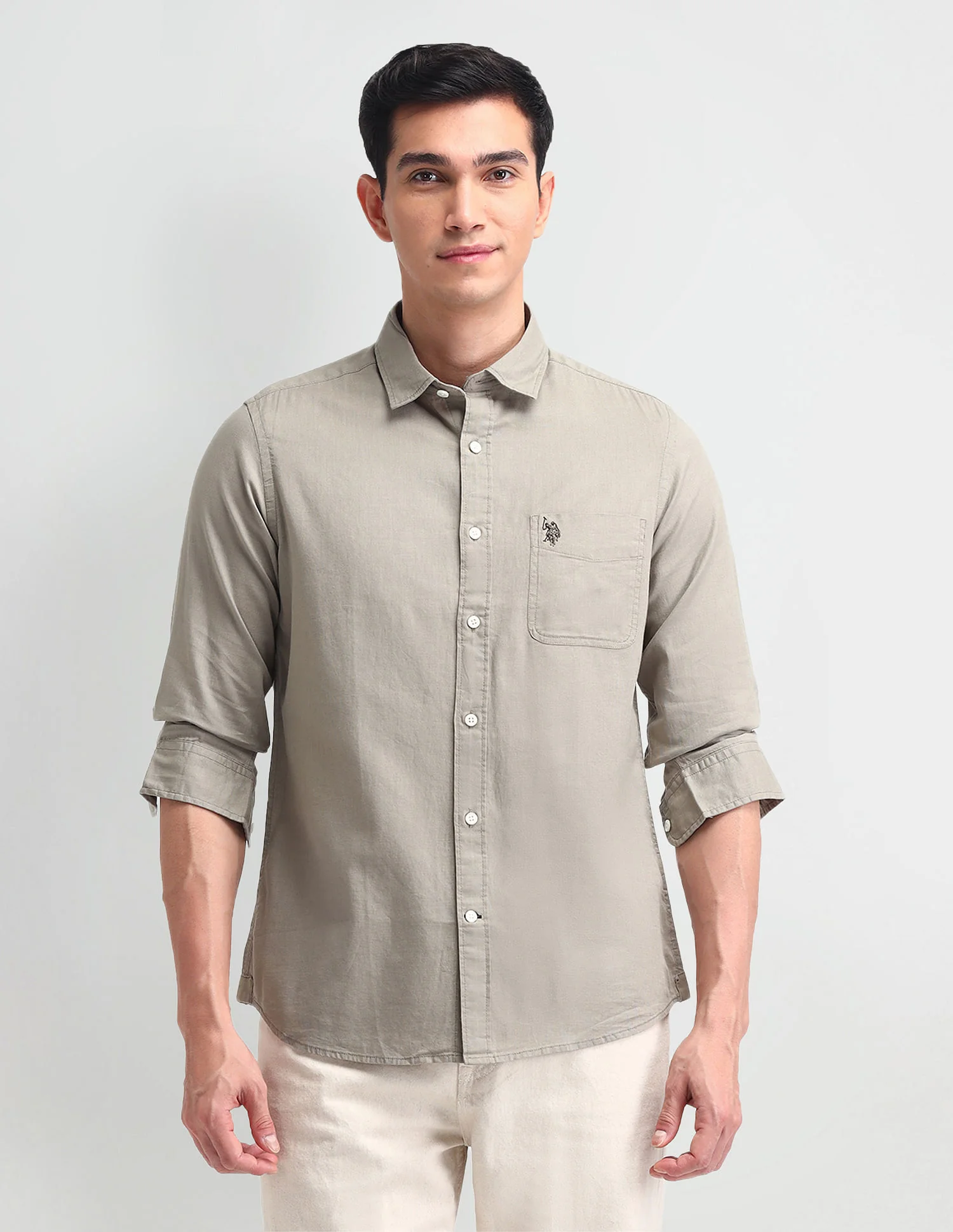 Slim Fit Solid Twill Shirt - Image 6