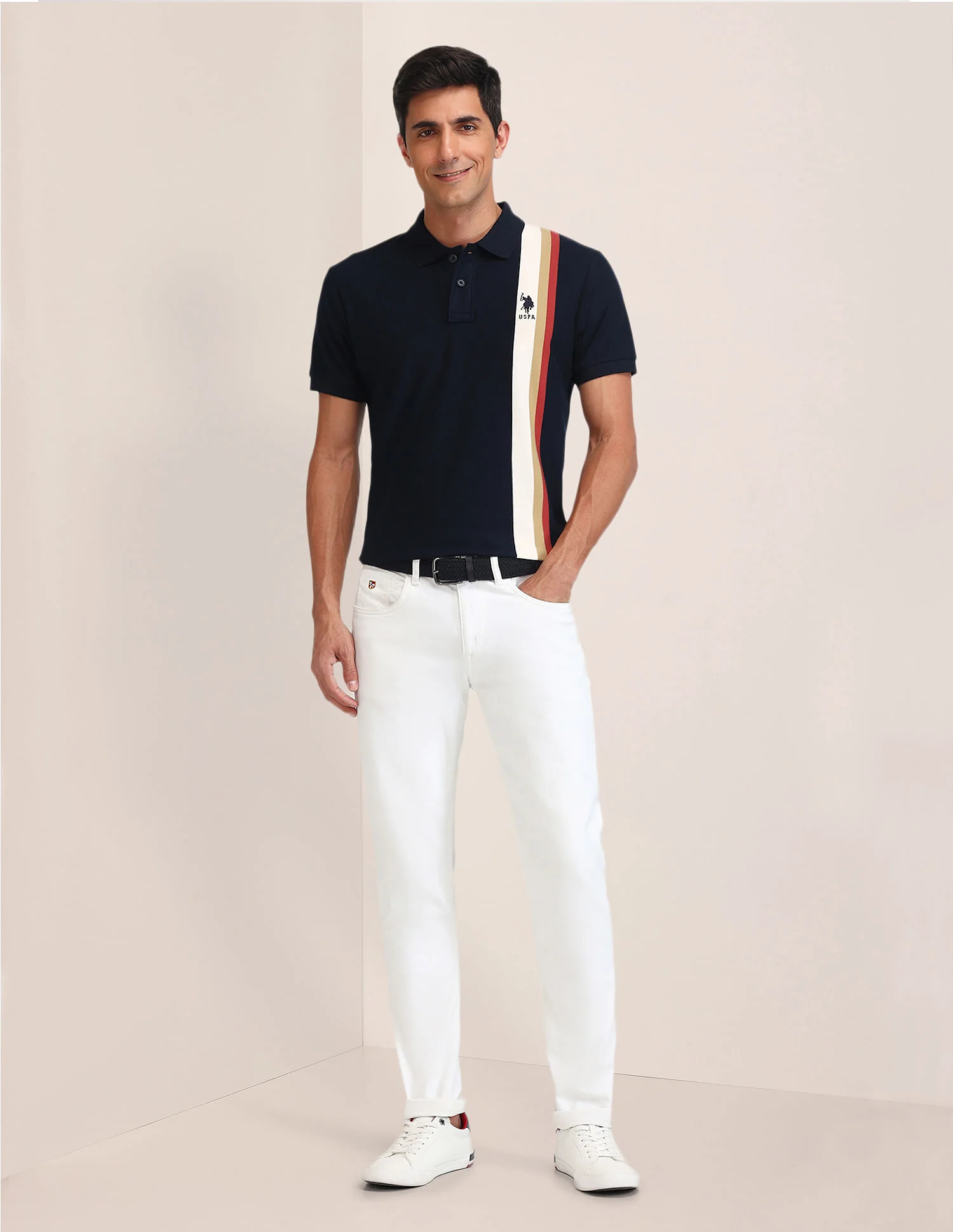 Slim Fit Vertical Striped Polo Shirt - Image 3