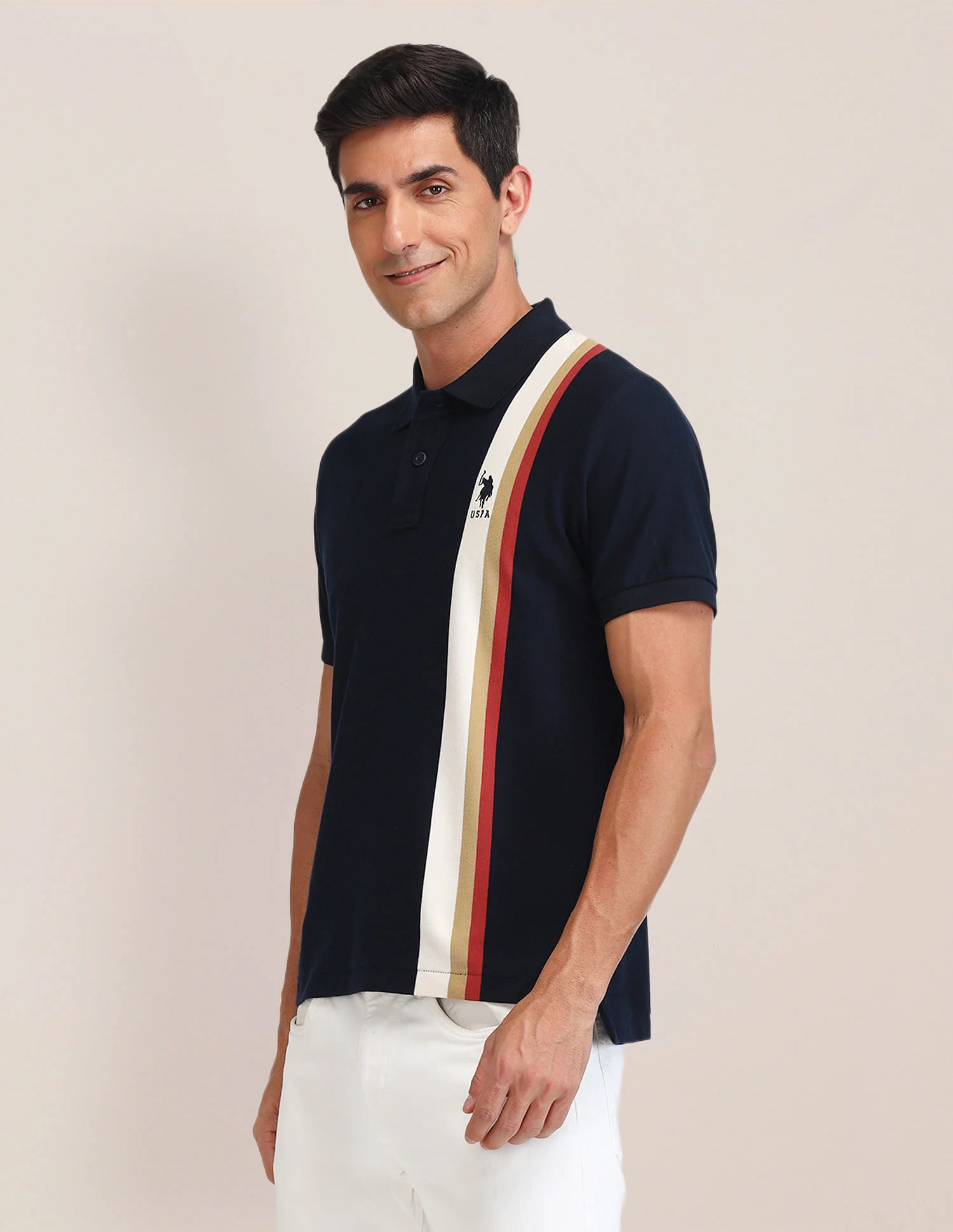 Slim Fit Vertical Striped Polo Shirt - Image 4