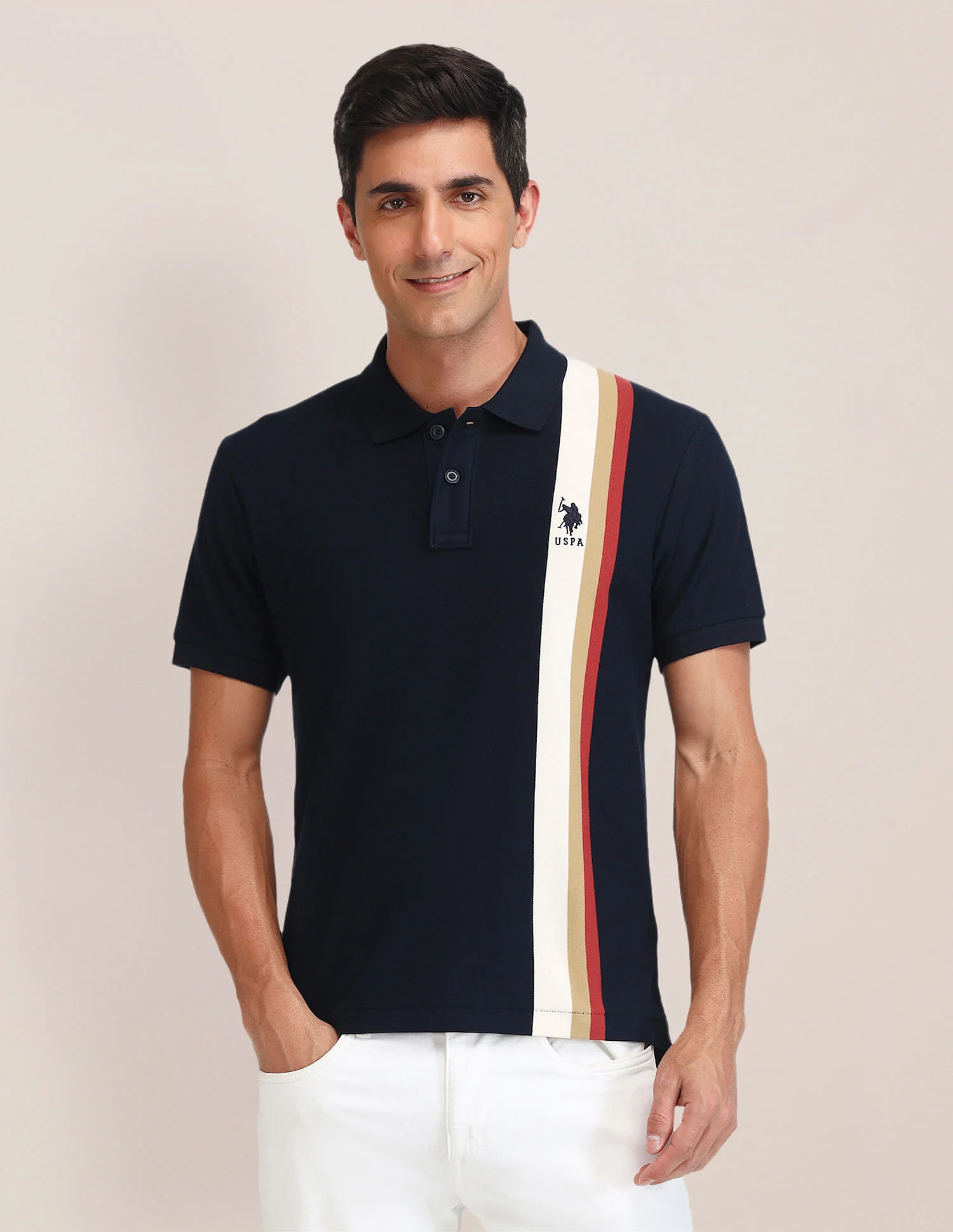 Slim Fit Vertical Striped Polo Shirt - Image 6
