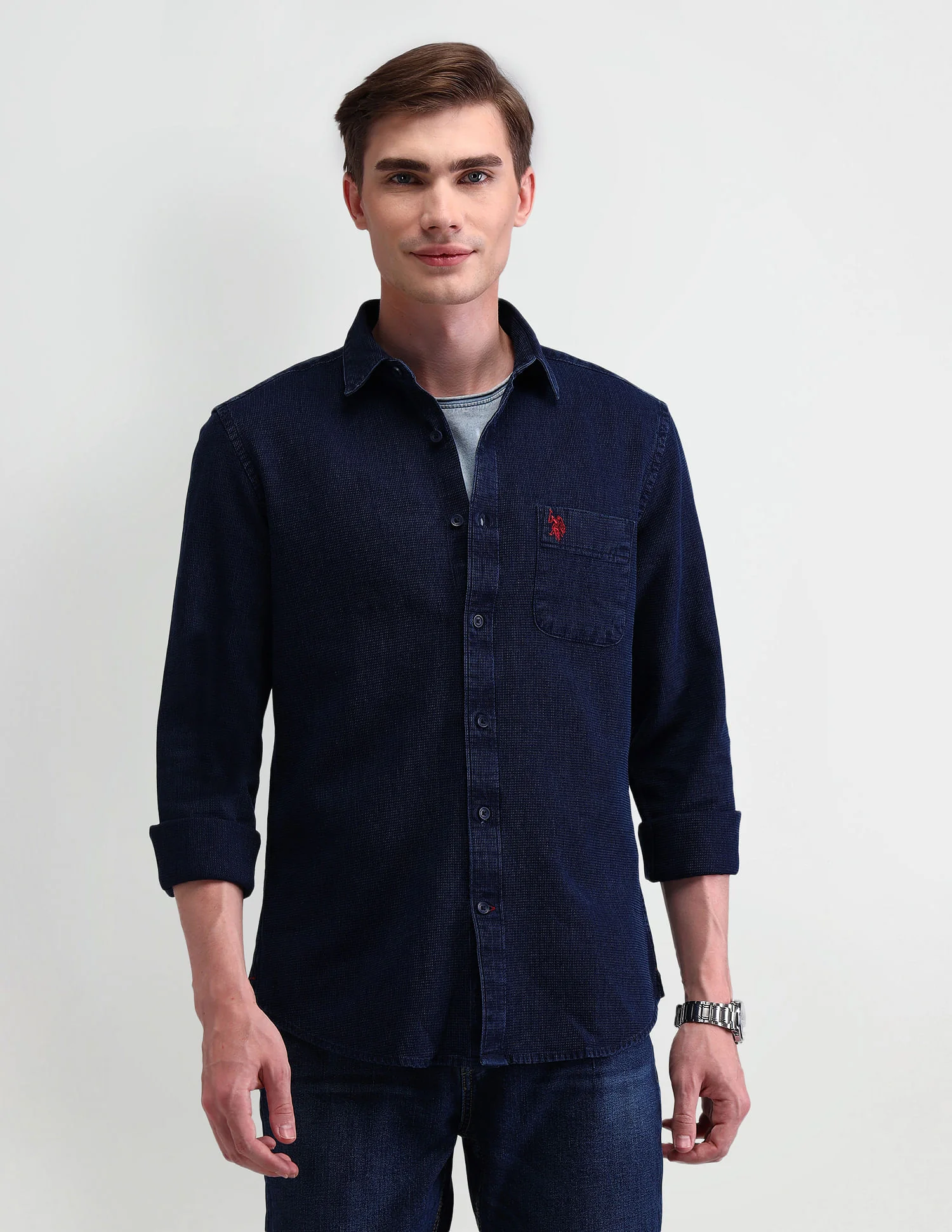 Slim Solid Dobby Shirt