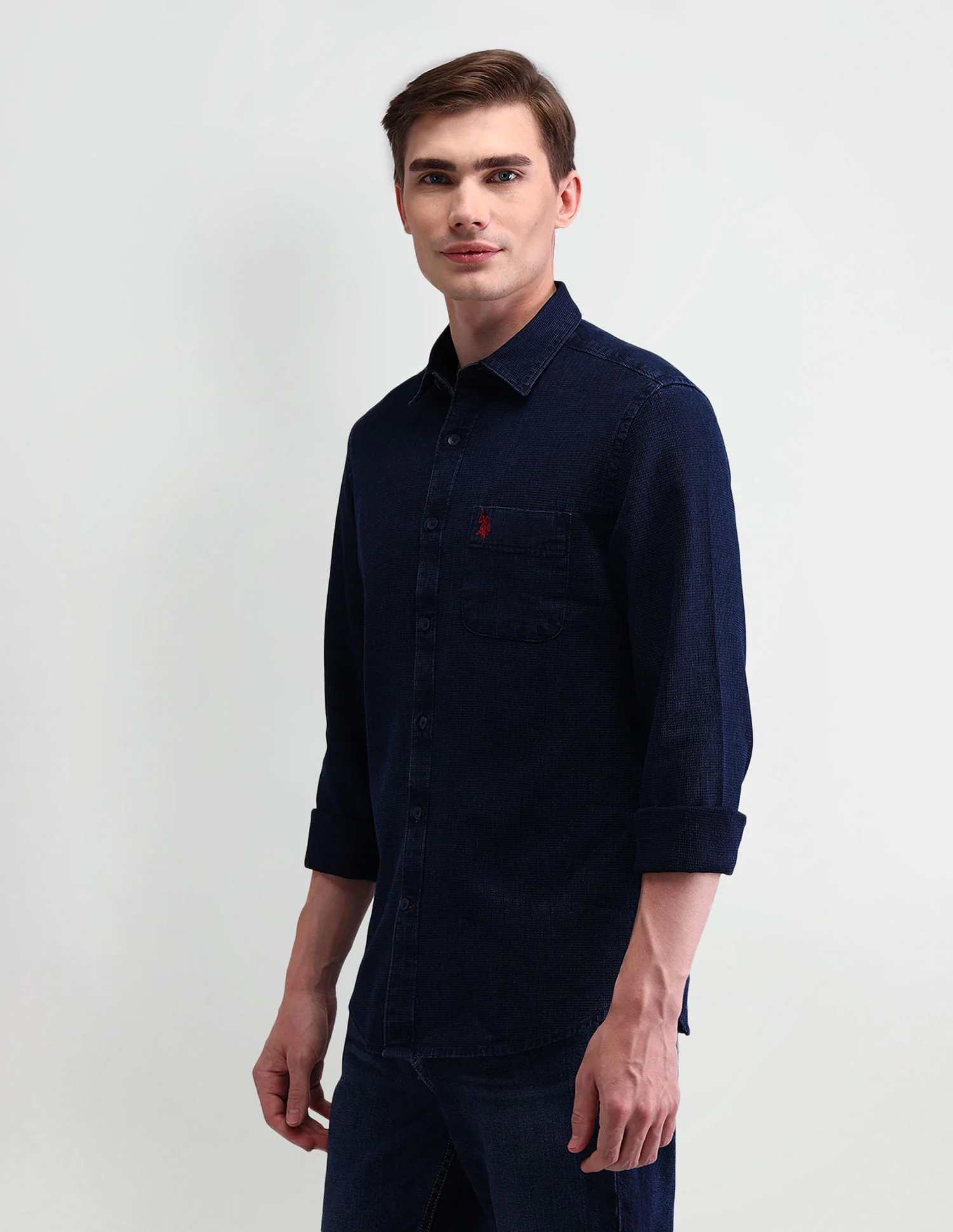 Slim Solid Dobby Shirt - Image 4