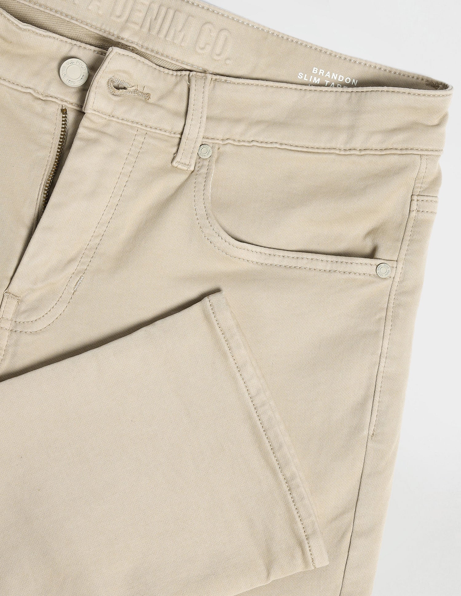 Slim Tapered Beige Jeans - Image 2
