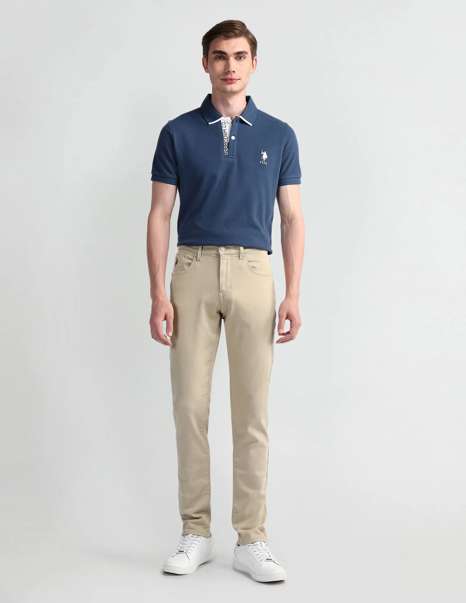 Slim Tapered Beige Jeans - Image 3