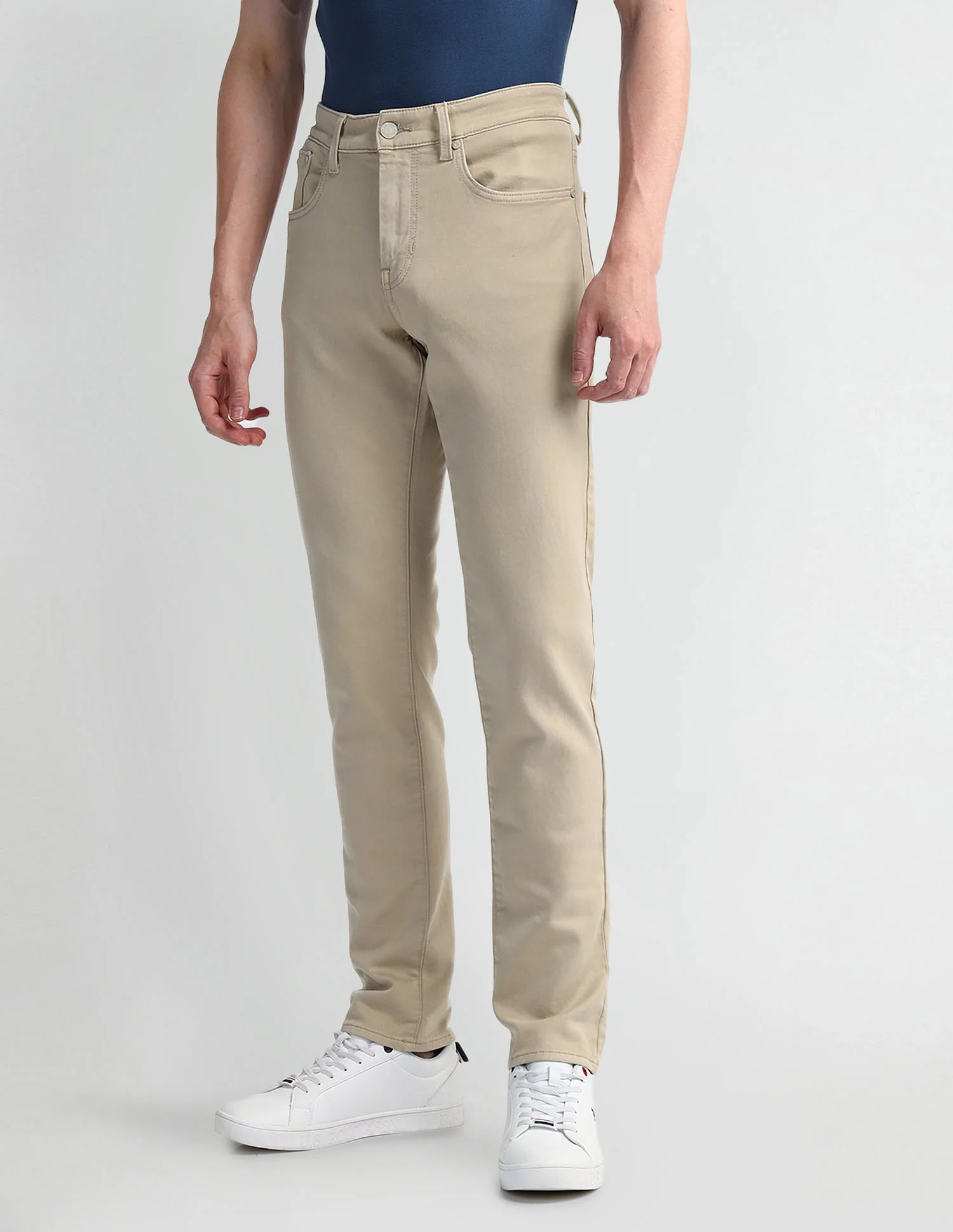Slim Tapered Beige Jeans - Image 4