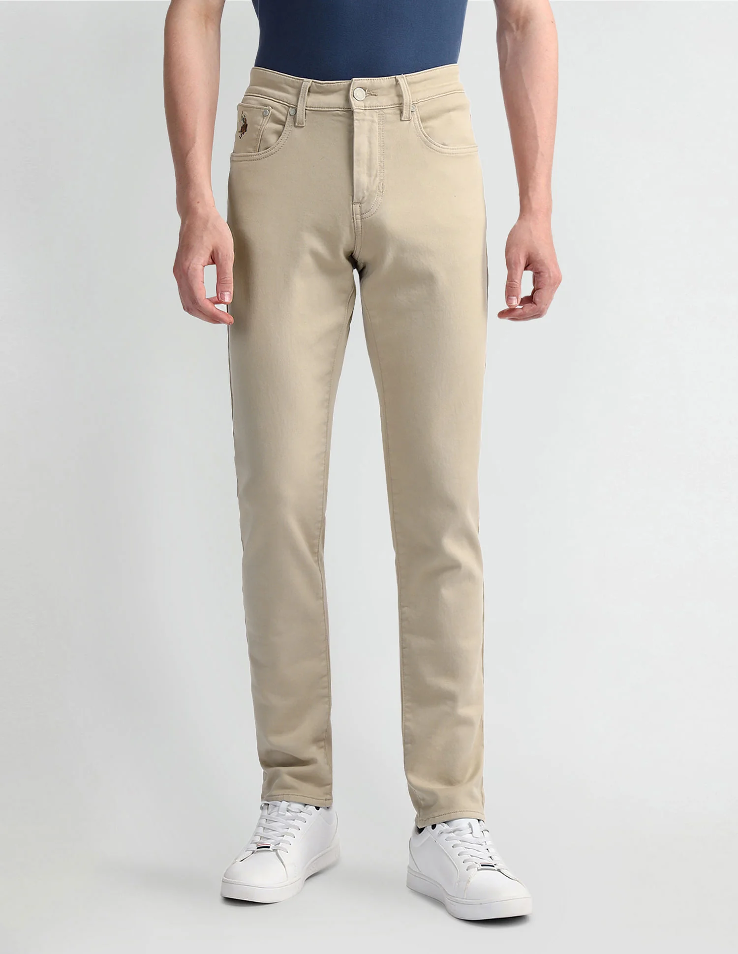 Slim Tapered Beige Jeans - Image 6