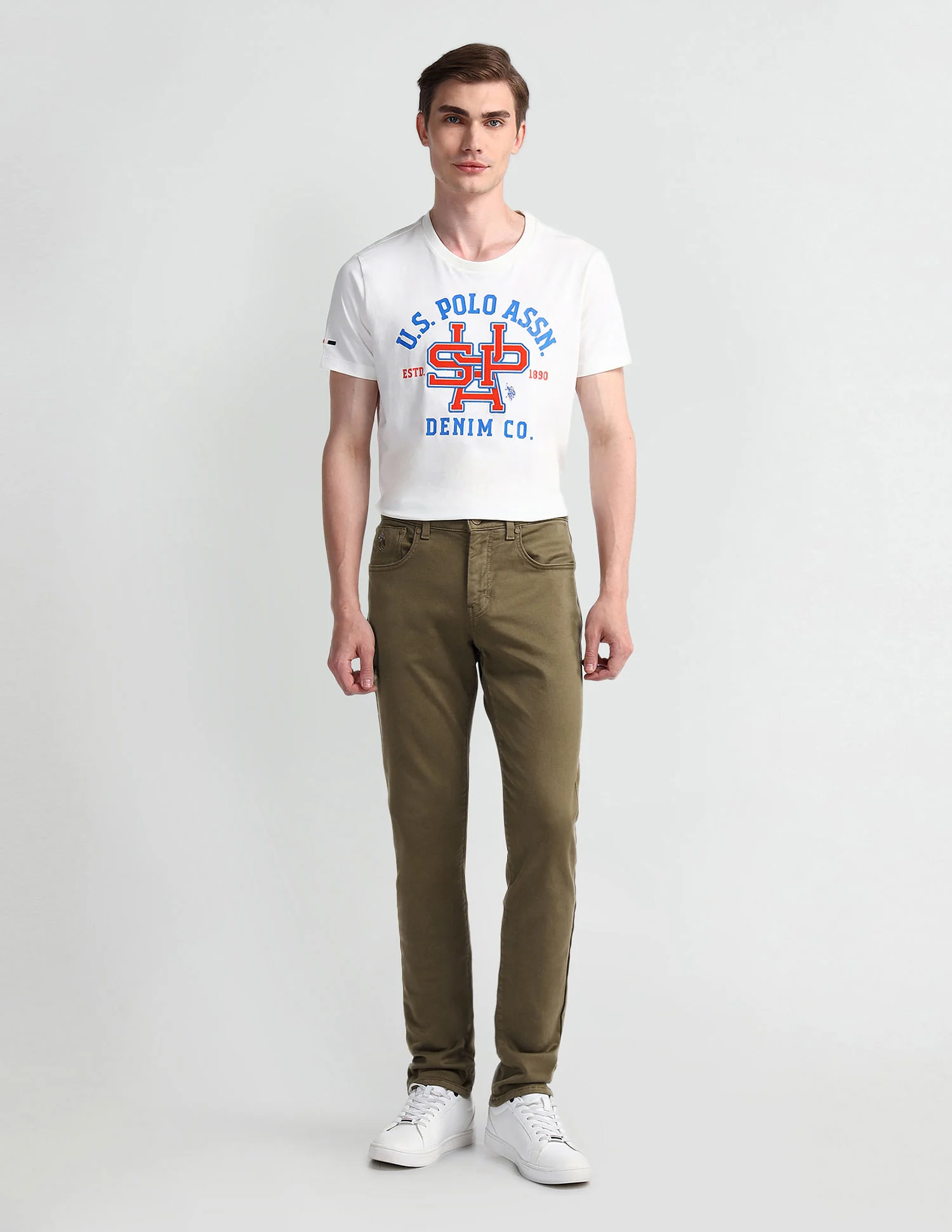 Slim Tapered Fit Beige Jeans - Image 3