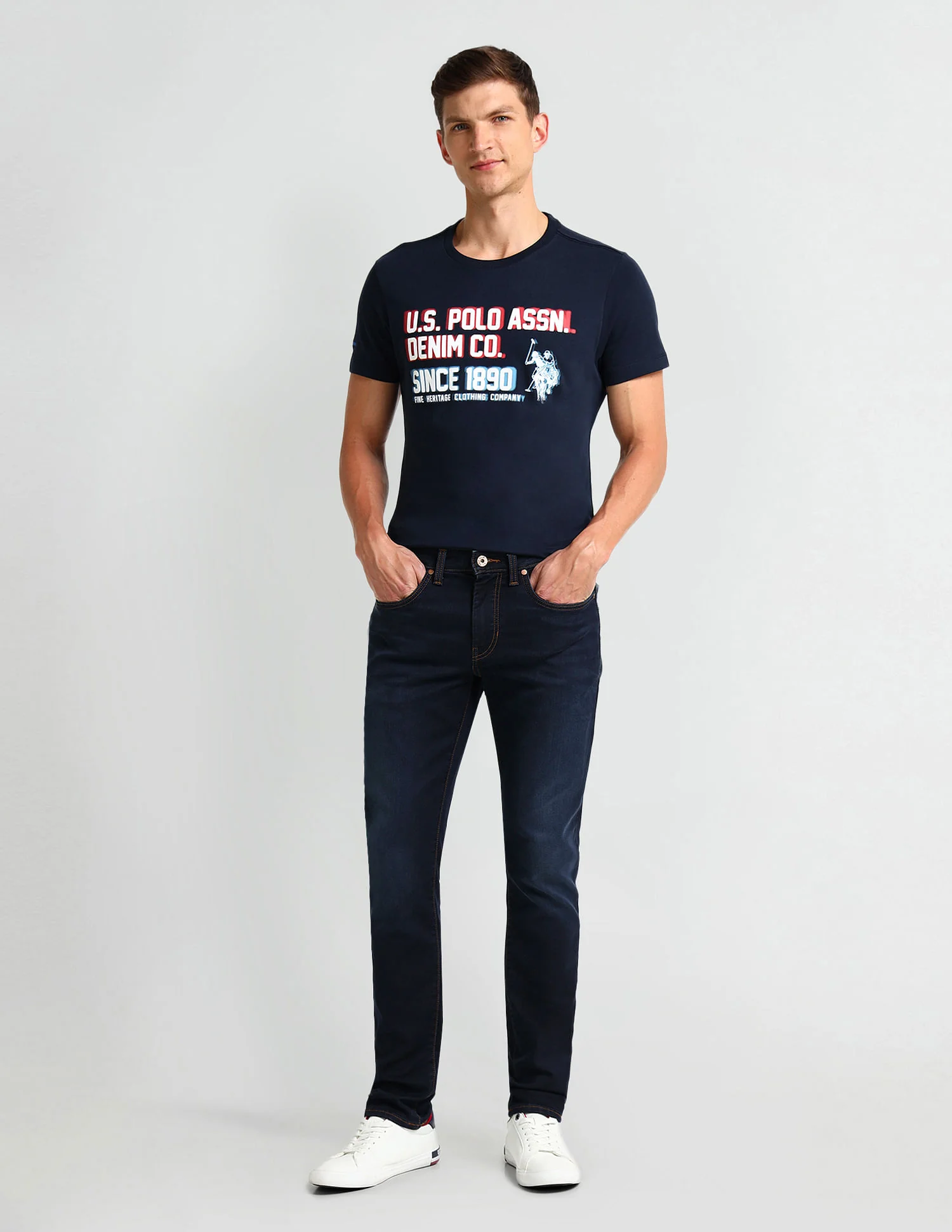 Slim Tapered Fit Blue Jeans - Image 2