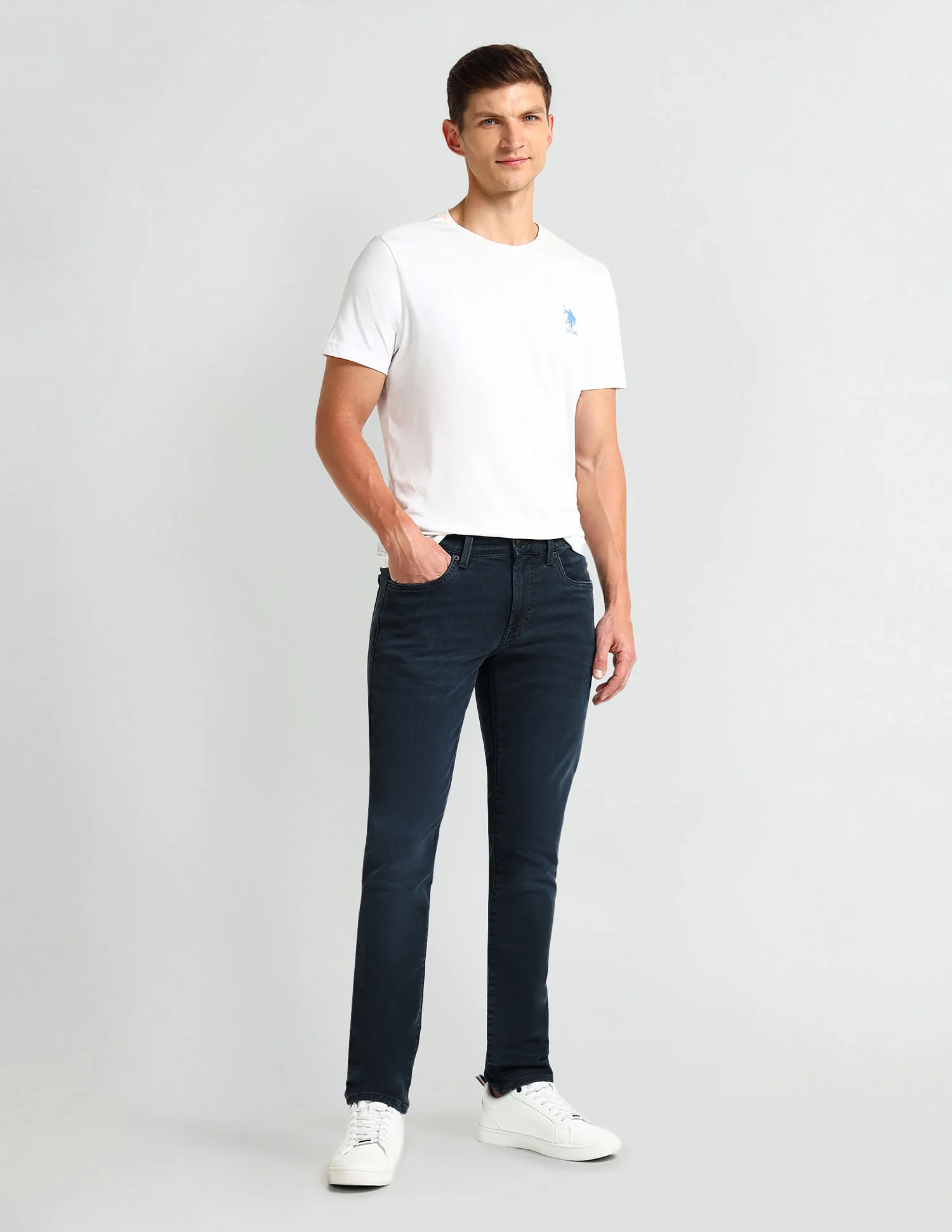 Slim Tapered Fit Blue Jeans - Image 3