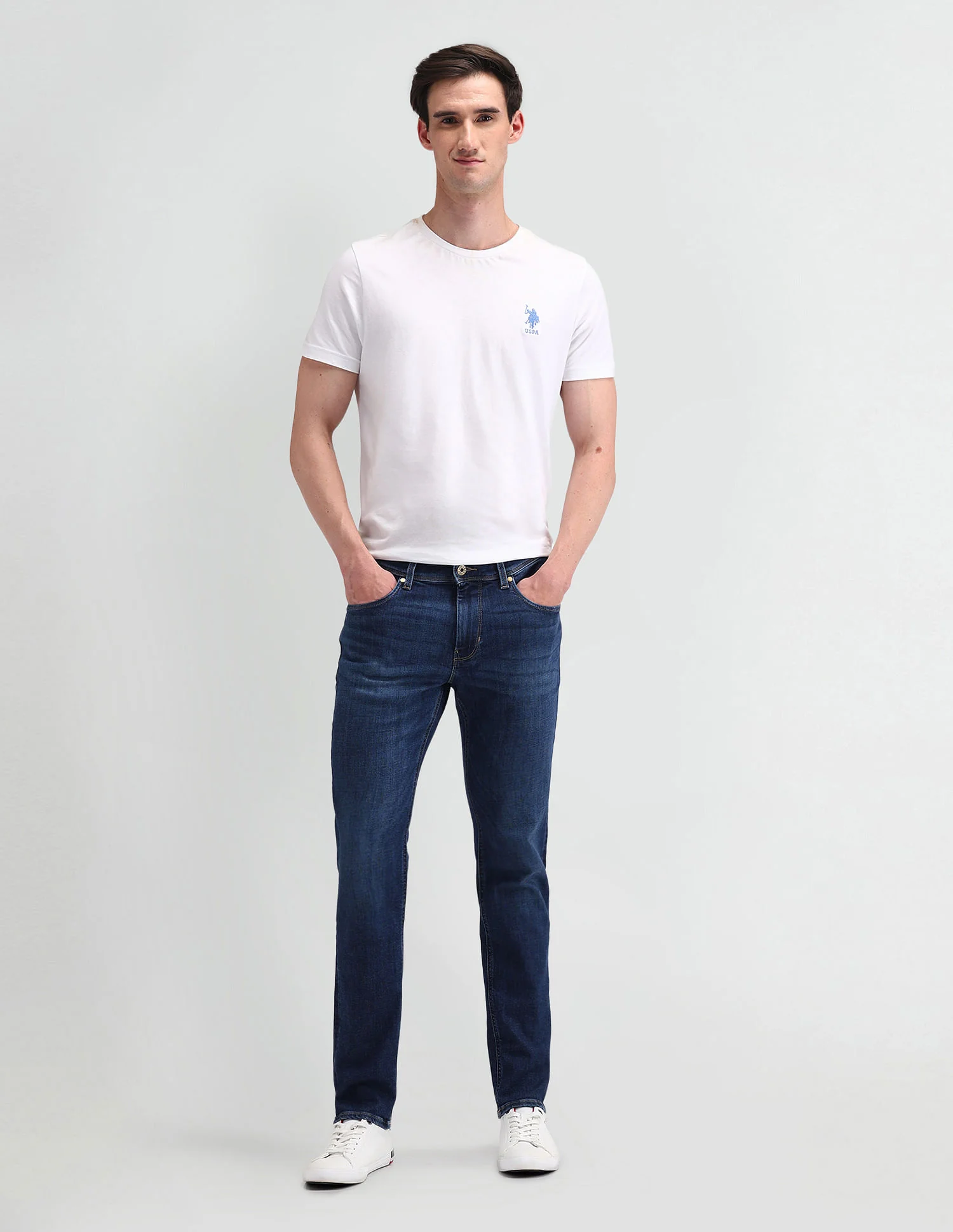 Slim Tapered Fit Blue Jeans - Image 3