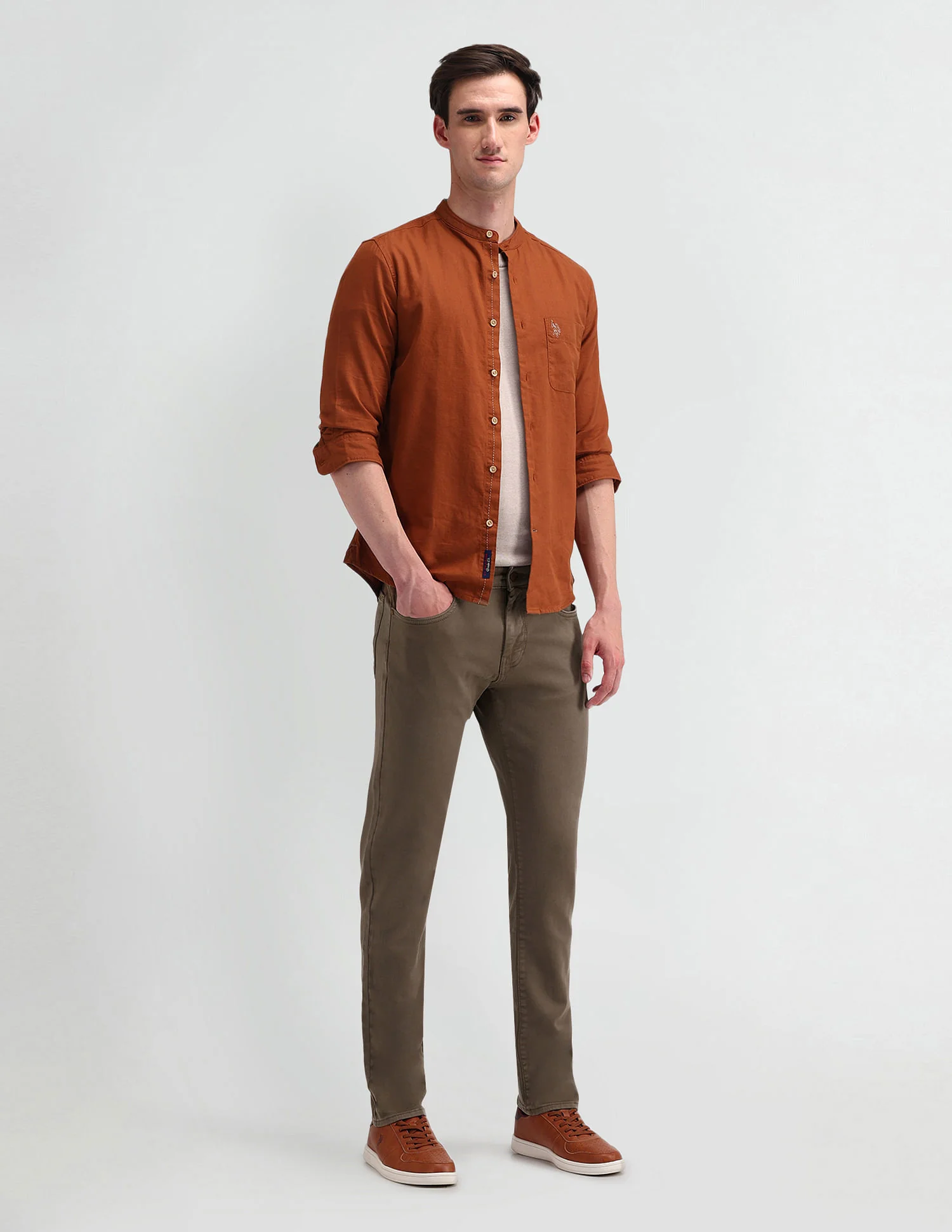 Slim Tapered Fit Brown Jeans - Image 3