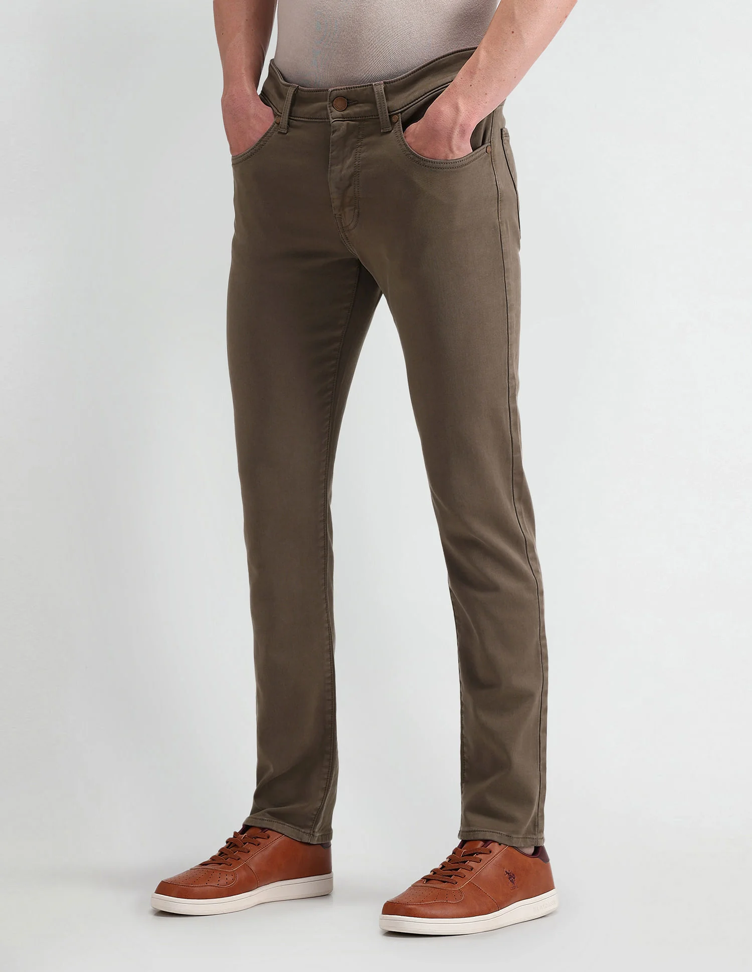 Slim Tapered Fit Brown Jeans - Image 4