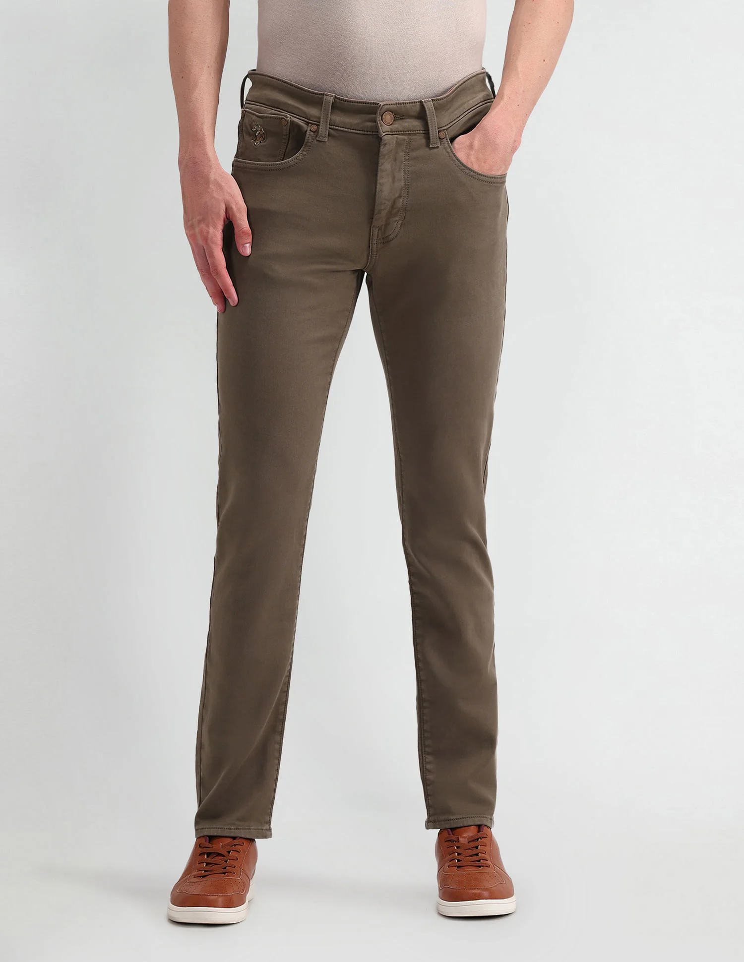 Slim Tapered Fit Brown Jeans - Image 6