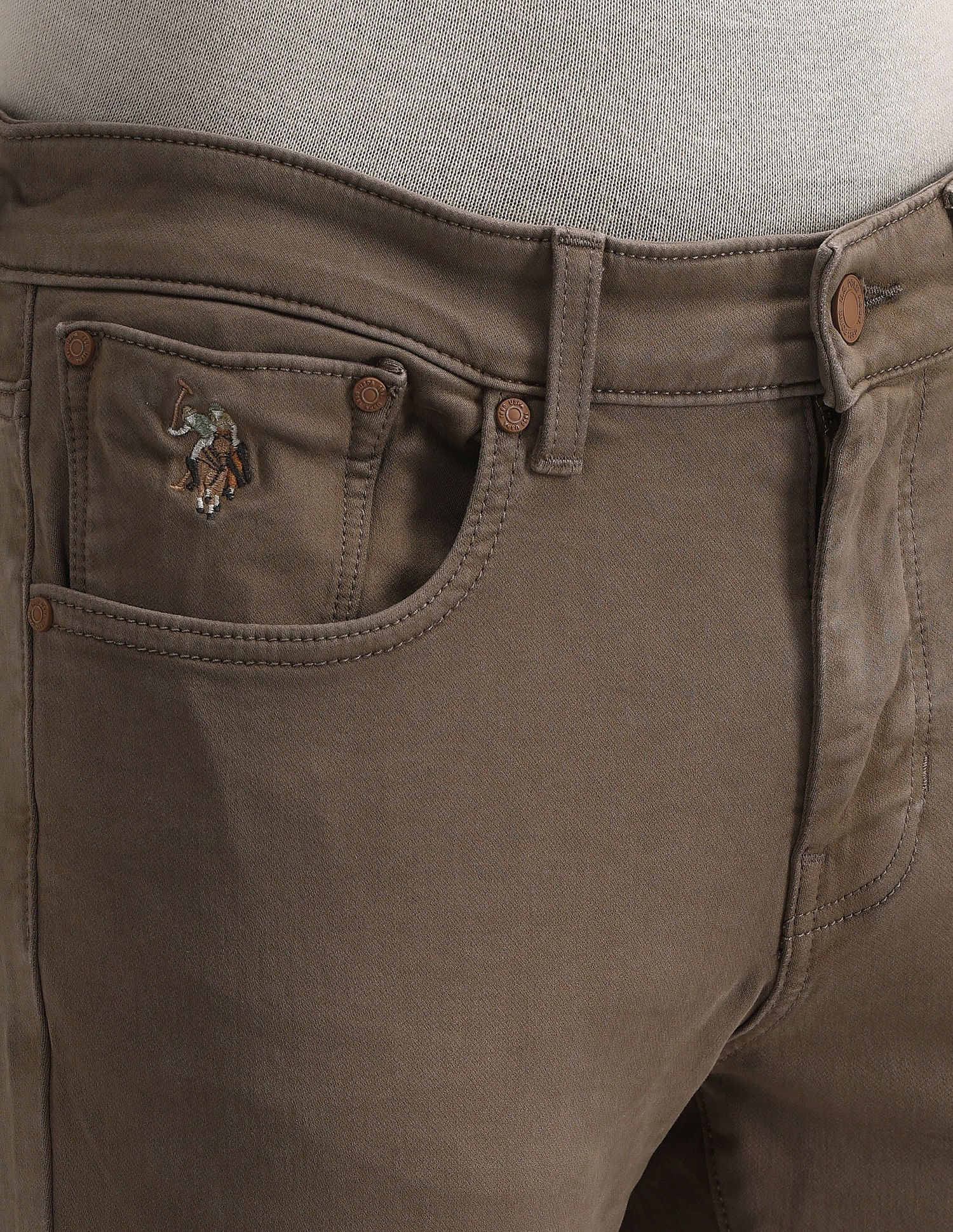 Slim Tapered Fit Brown Jeans - Image 7