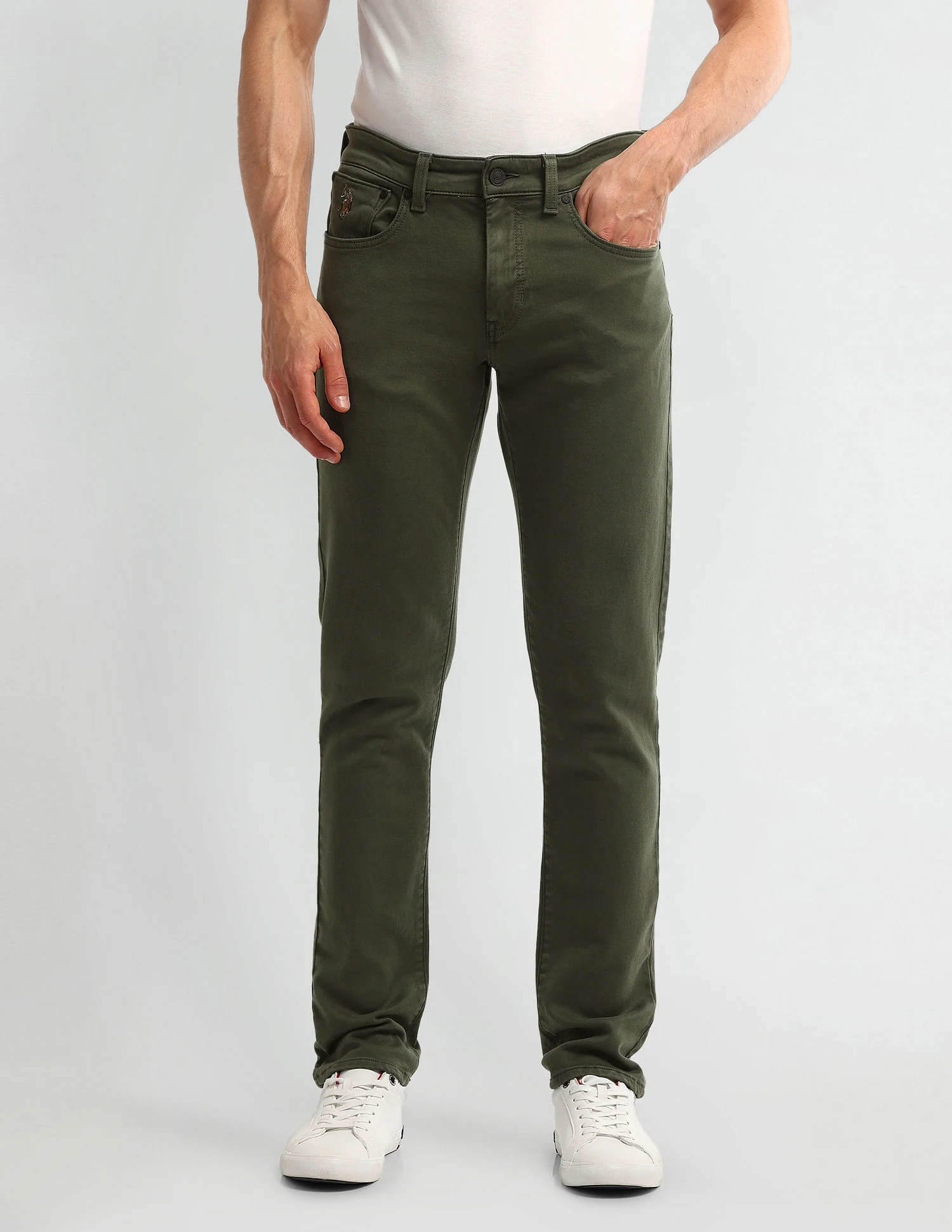 Slim Tapered Fit Green Jeans - Image 6