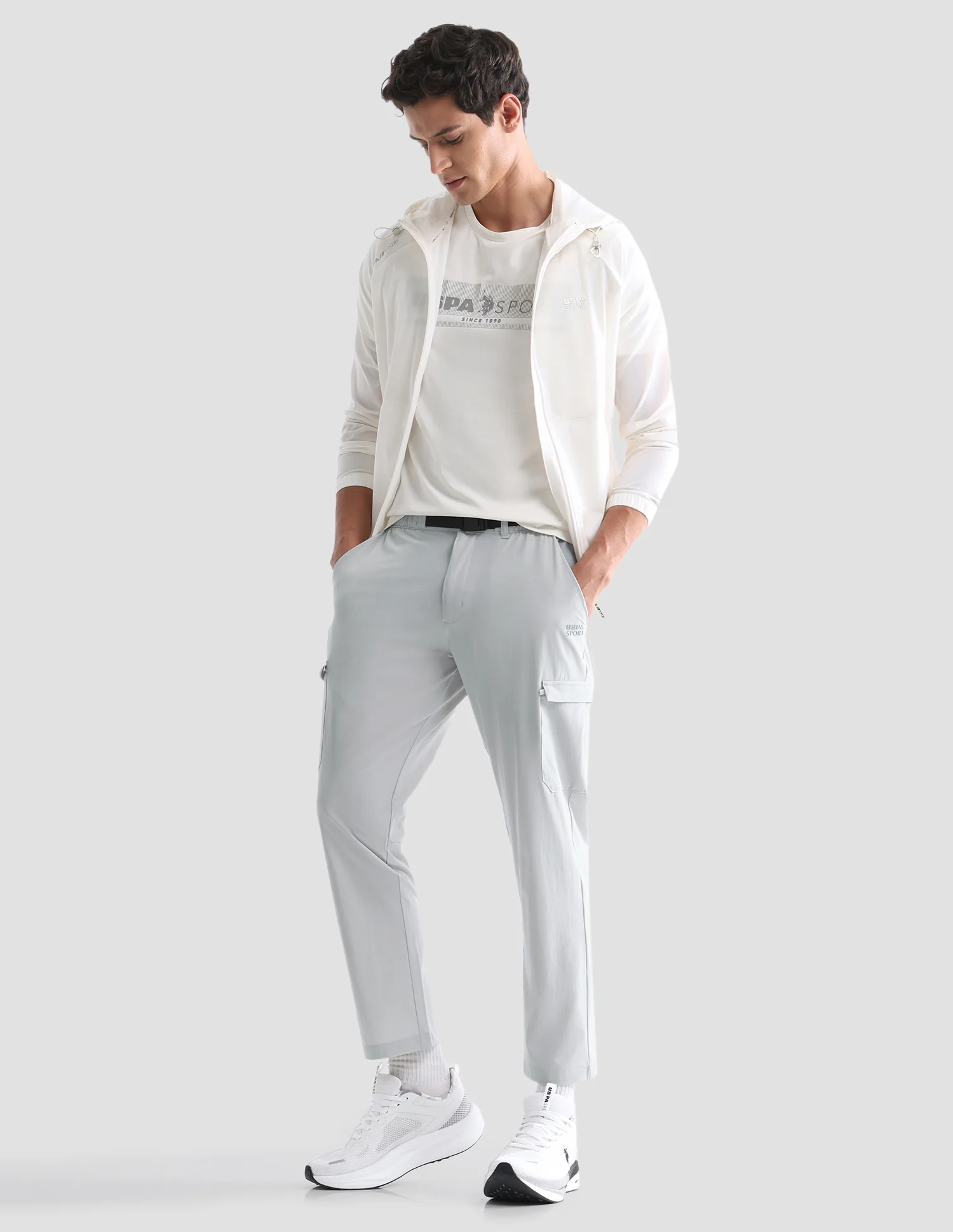 Solid Active Cargo Track Pants - Image 3