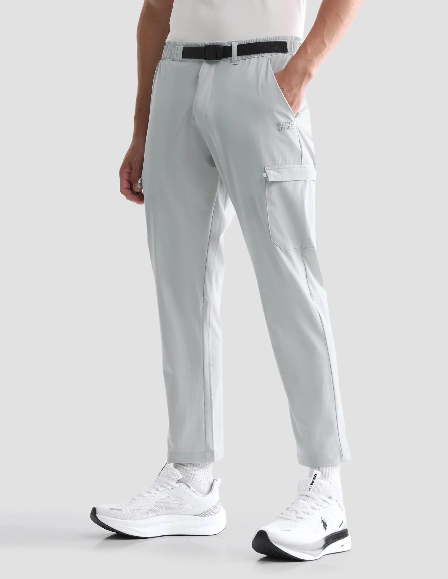 Solid Active Cargo Track Pants - Image 4