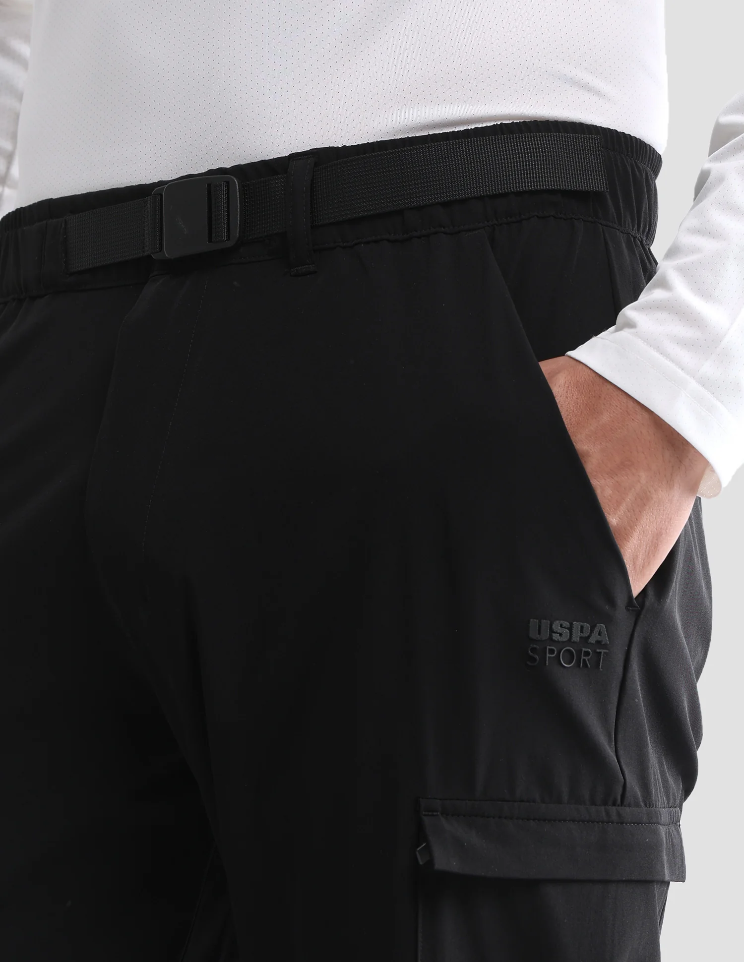 Solid Active Cargo Track Pants - Image 7