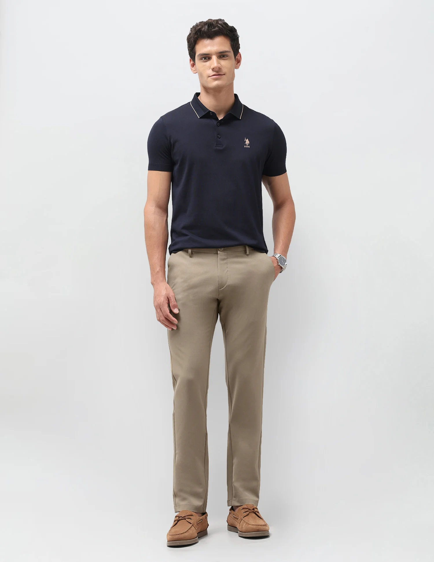 Solid Austin Slim Fit Trousers - Image 3