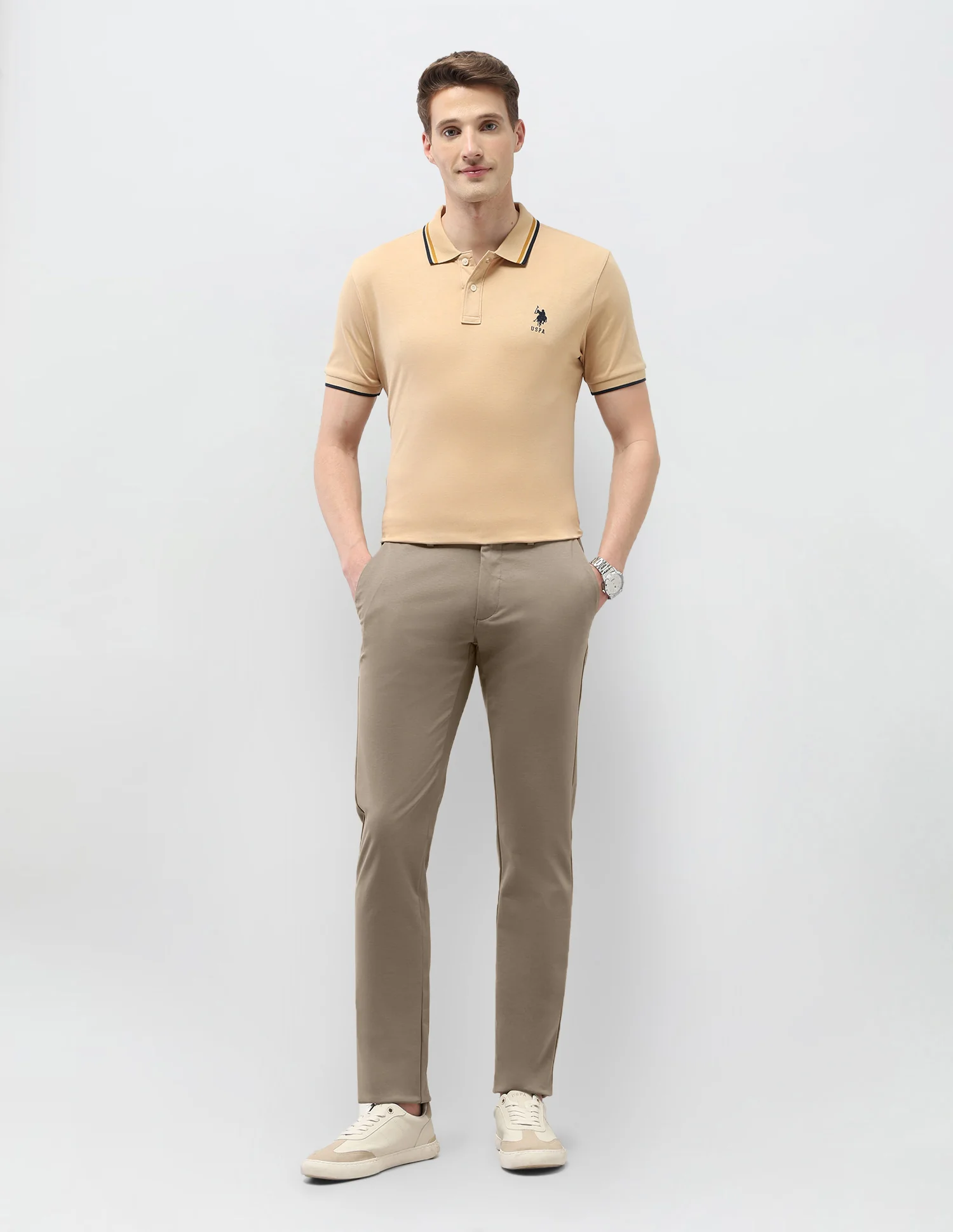 Solid Austin Slim Fit Trousers - Image 3