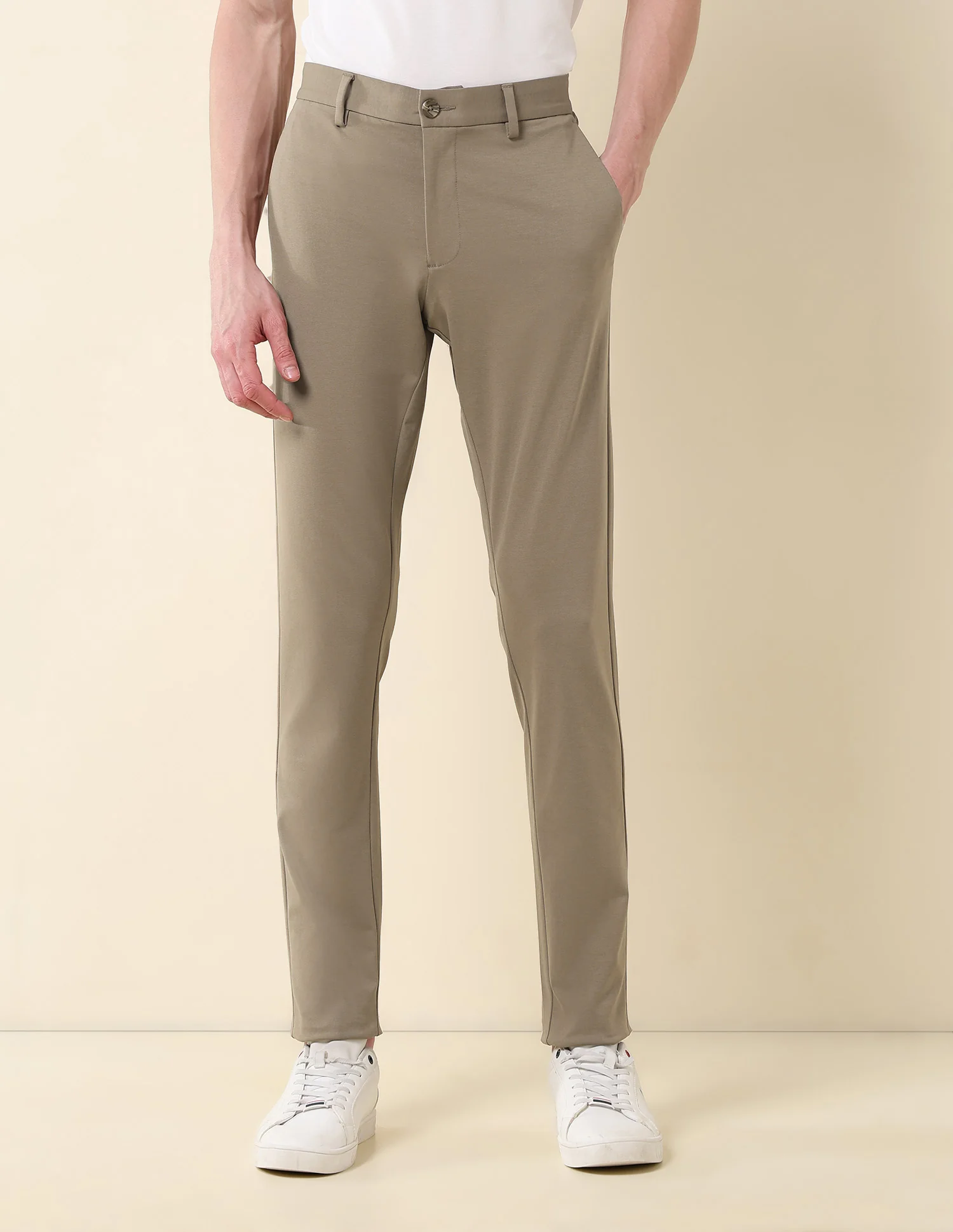 Solid Austin Slim Fit Twill Trousers - Image 6