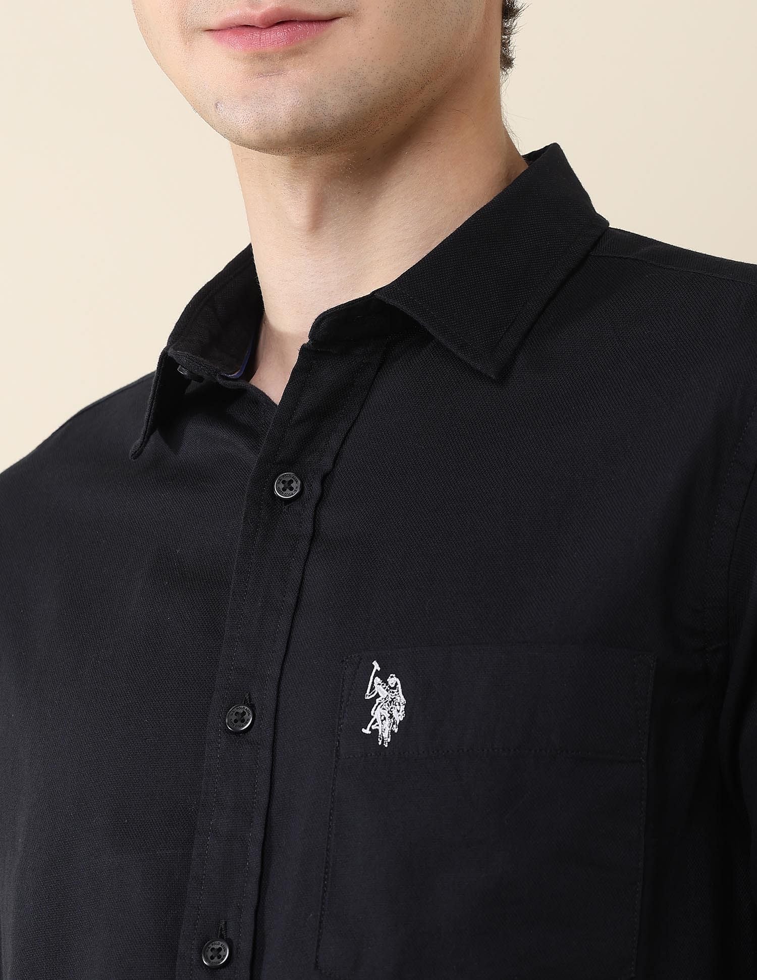 Solid Birds Eye Dobby Shirt - Image 7