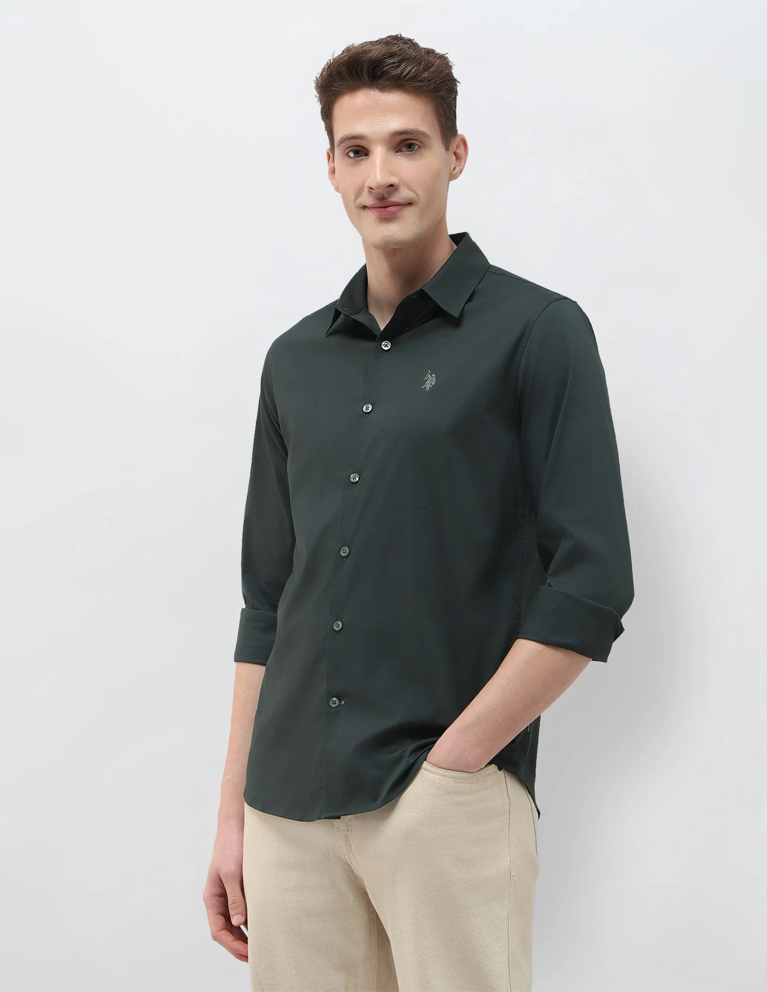 Solid Black & Gold Regular Fit Shirt - Image 4