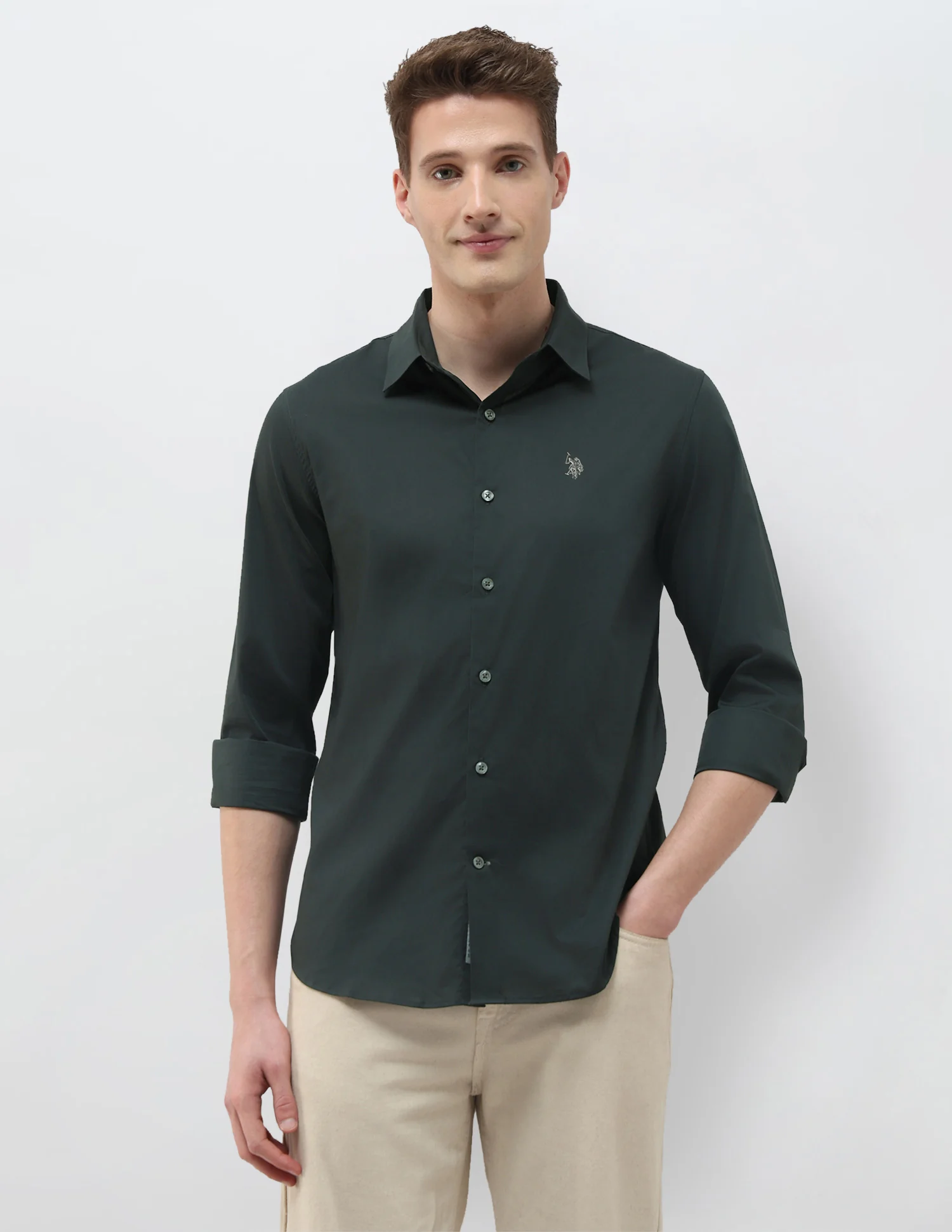 Solid Black & Gold Regular Fit Shirt - Image 6
