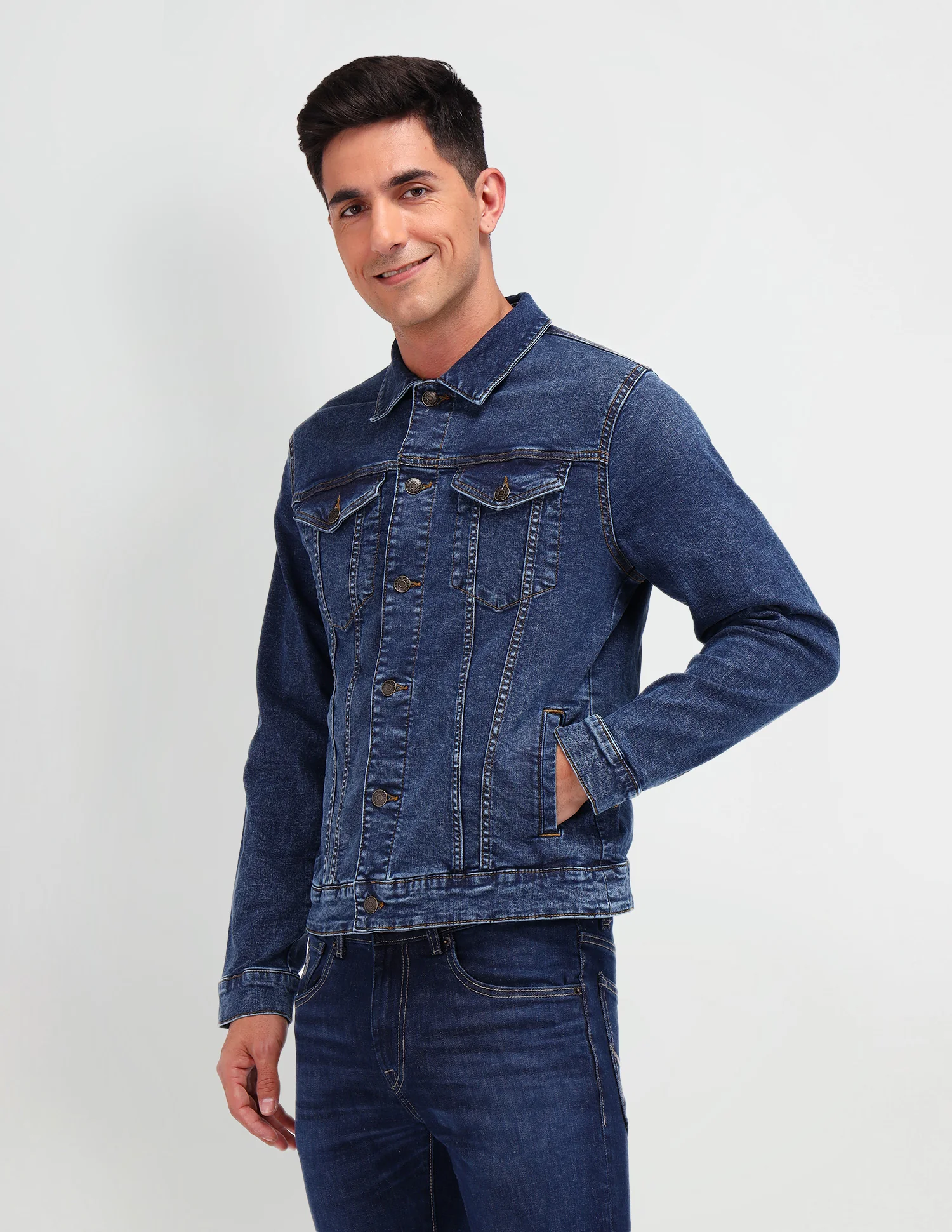 Solid Classic Fit Jacket - Image 4