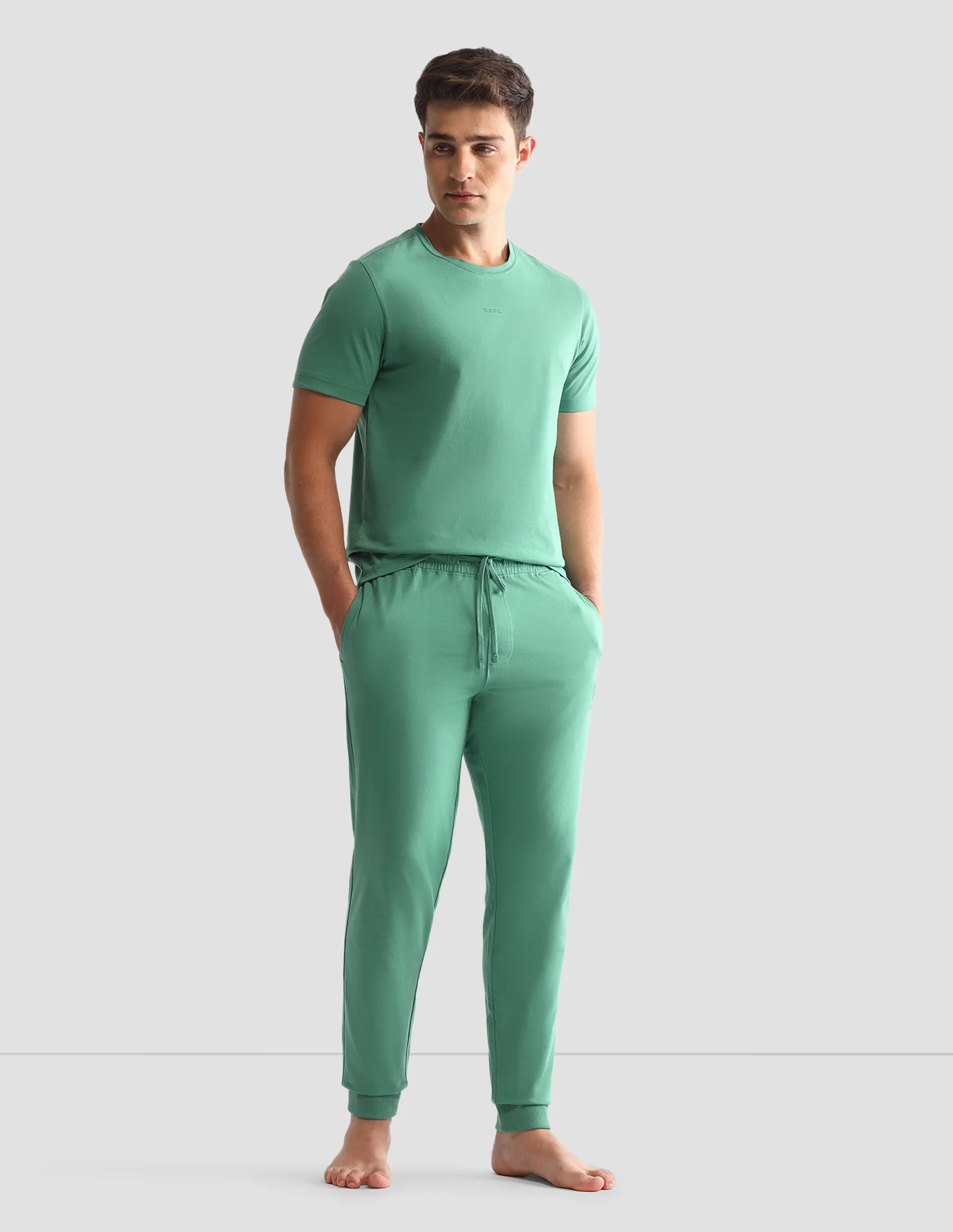 Solid Comfort Fit Loungewear T-Shirt - Image 4