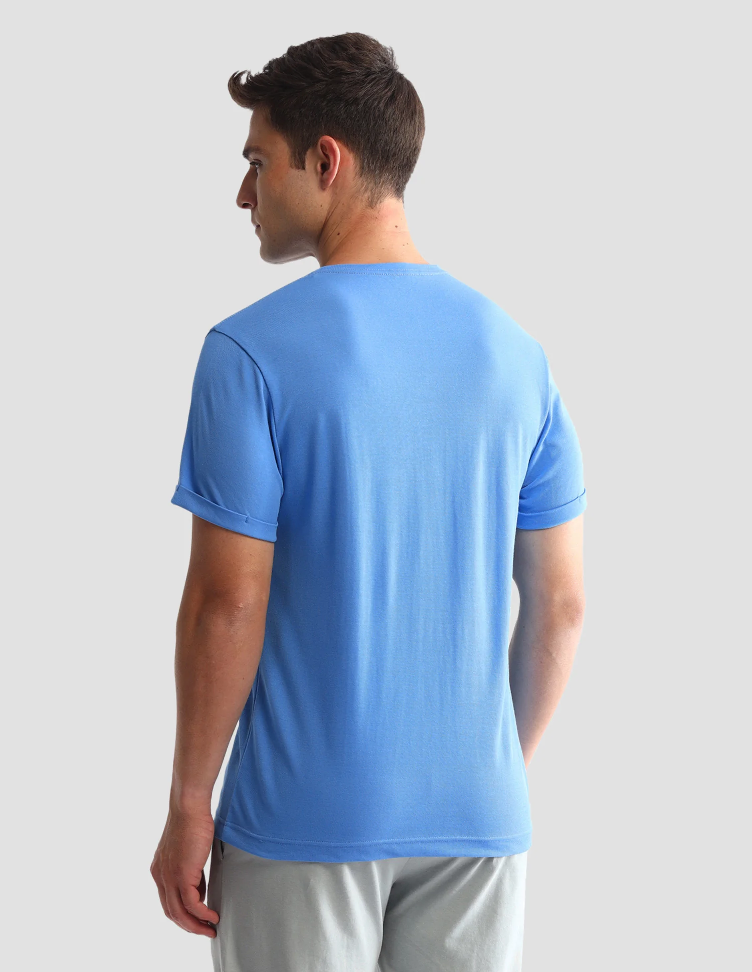 Solid Comfort Fit Loungewear T-Shirt - Image 5