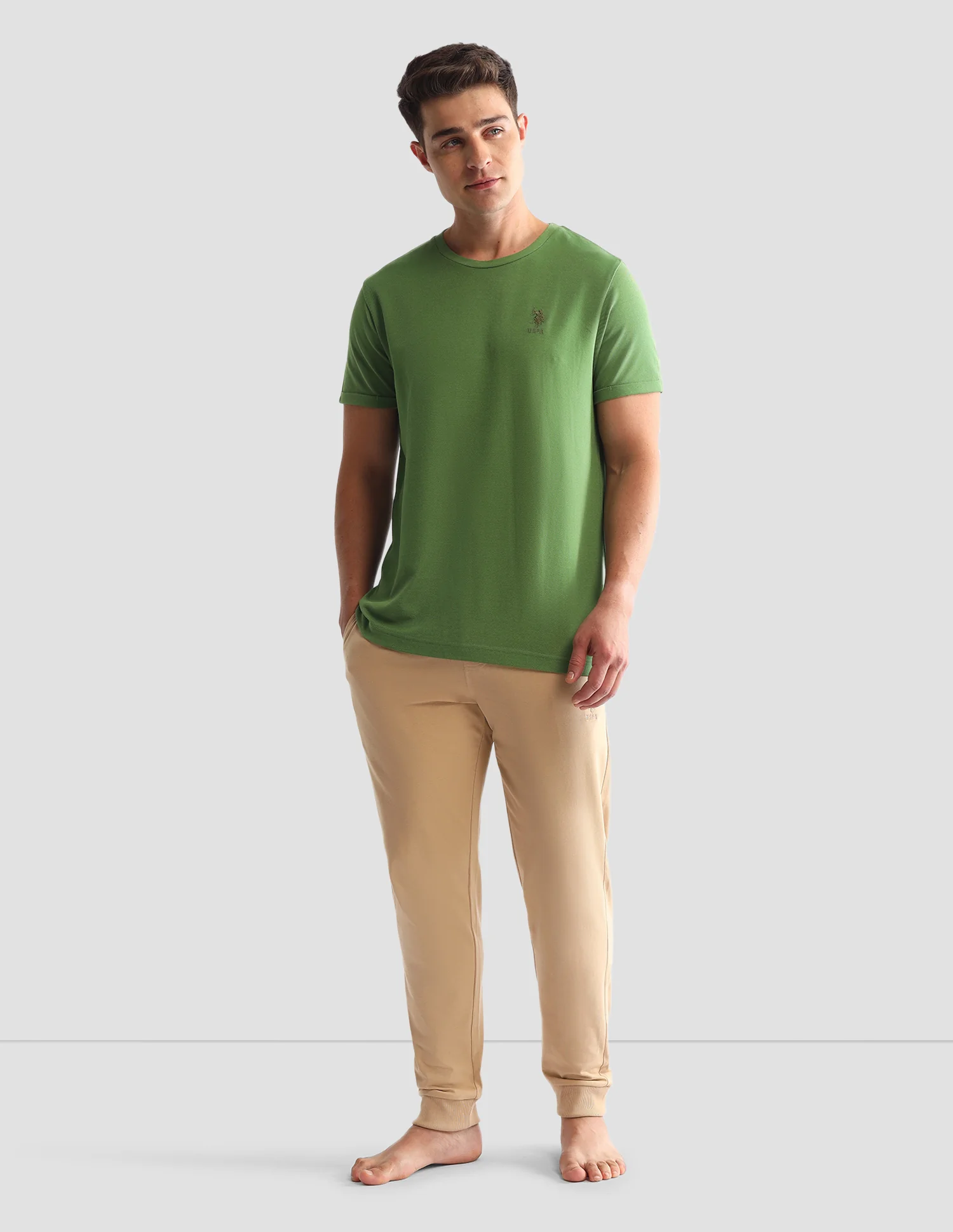 Solid Comfort Fit Loungewear T-Shirt - Image 3