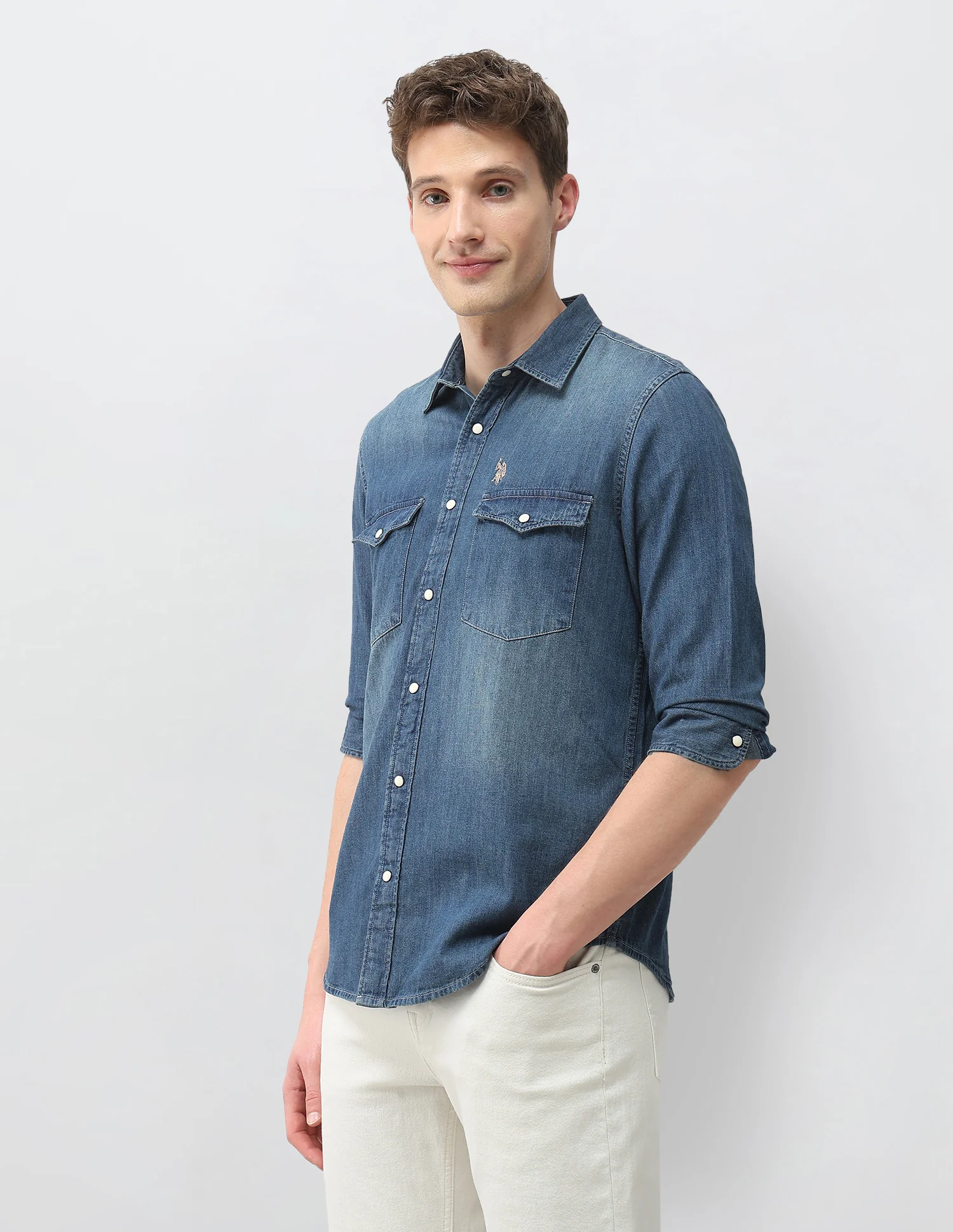 Solid Comfort Fit Shirt - Image 4
