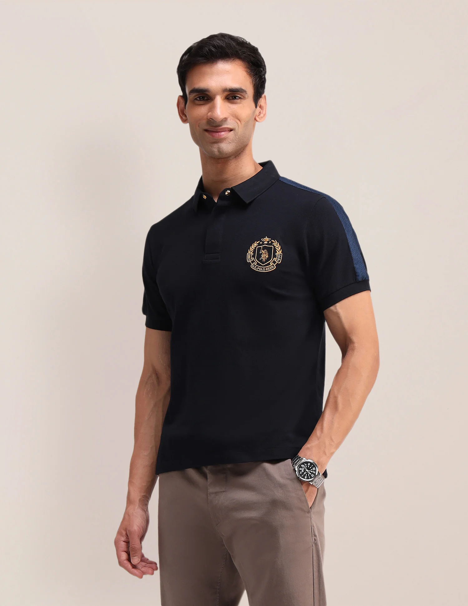 Solid Cotton Muscle Fit Polo Shirt