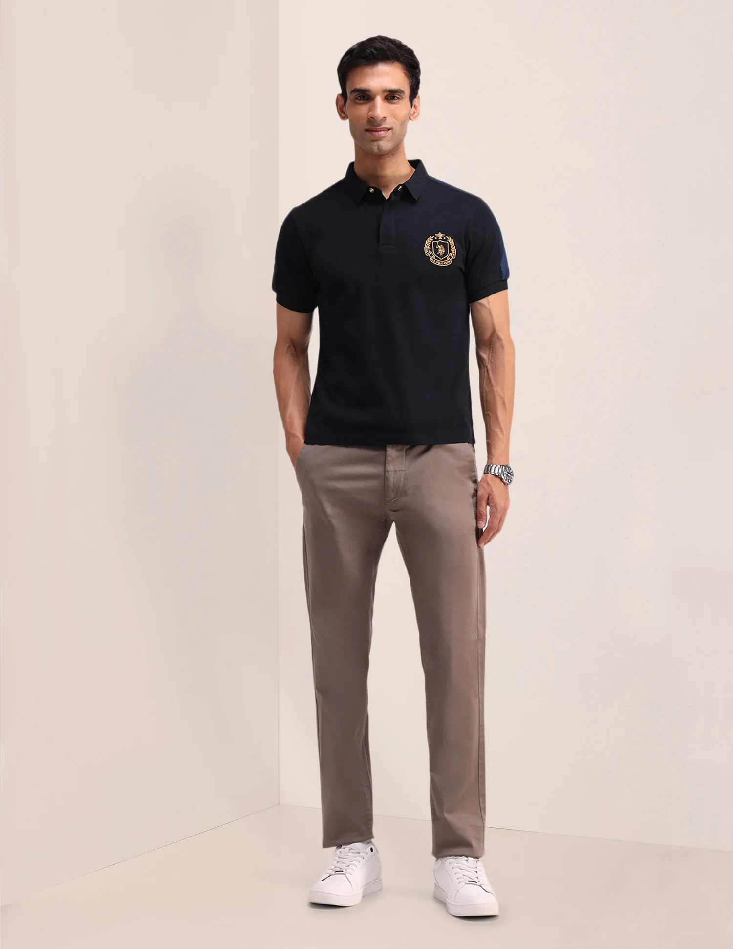 Solid Cotton Muscle Fit Polo Shirt - Image 3