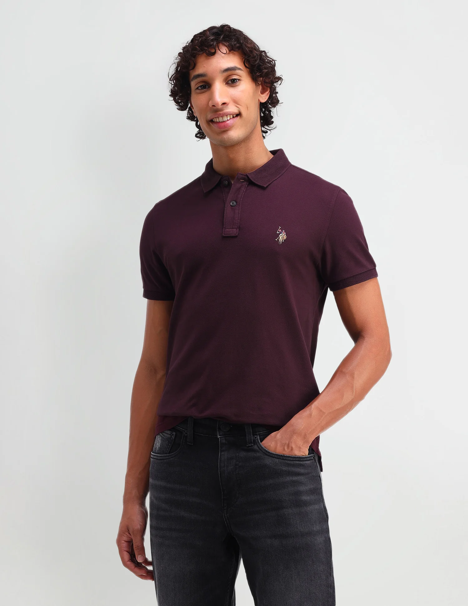 Solid Cotton Muscle Fit Polo Shirt