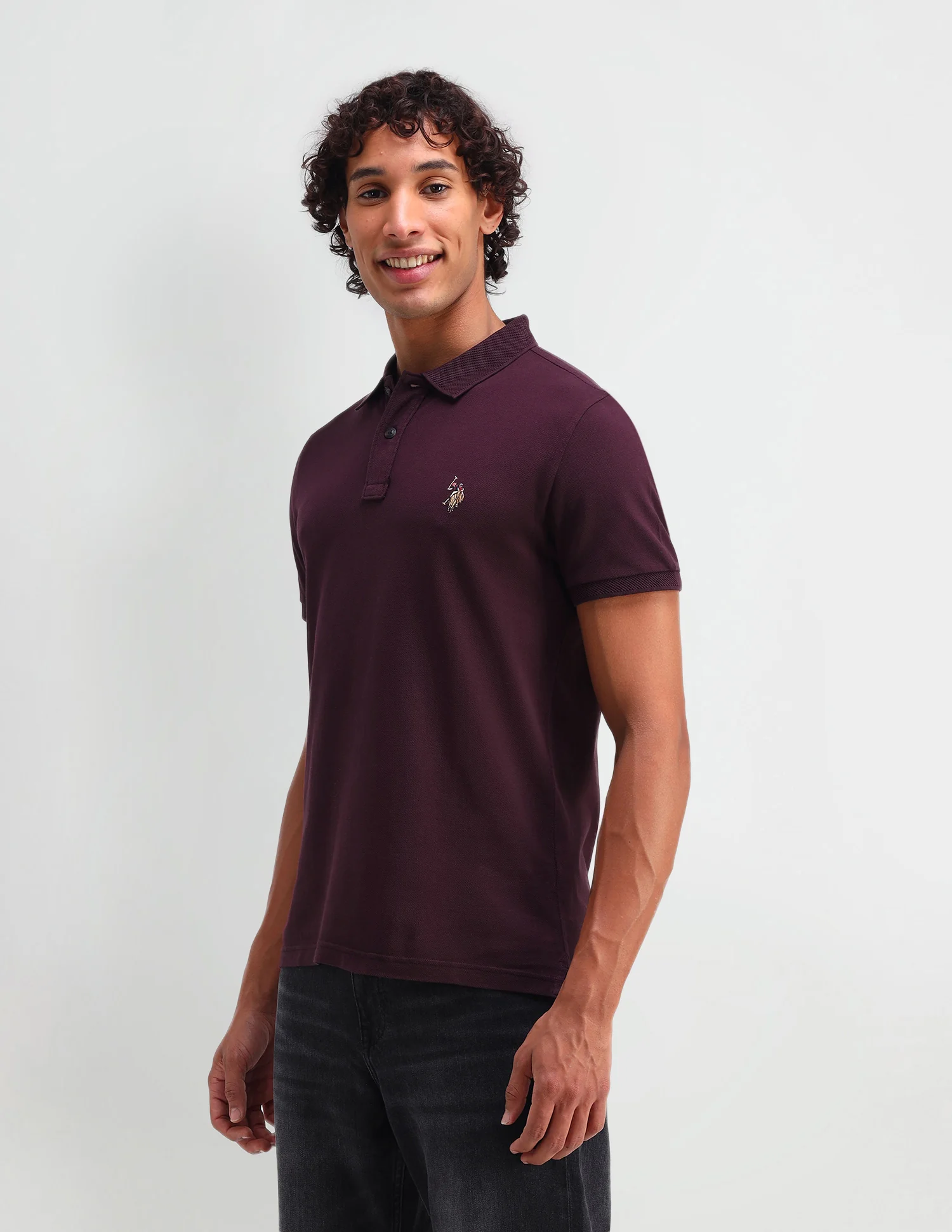 Solid Cotton Muscle Fit Polo Shirt - Image 3