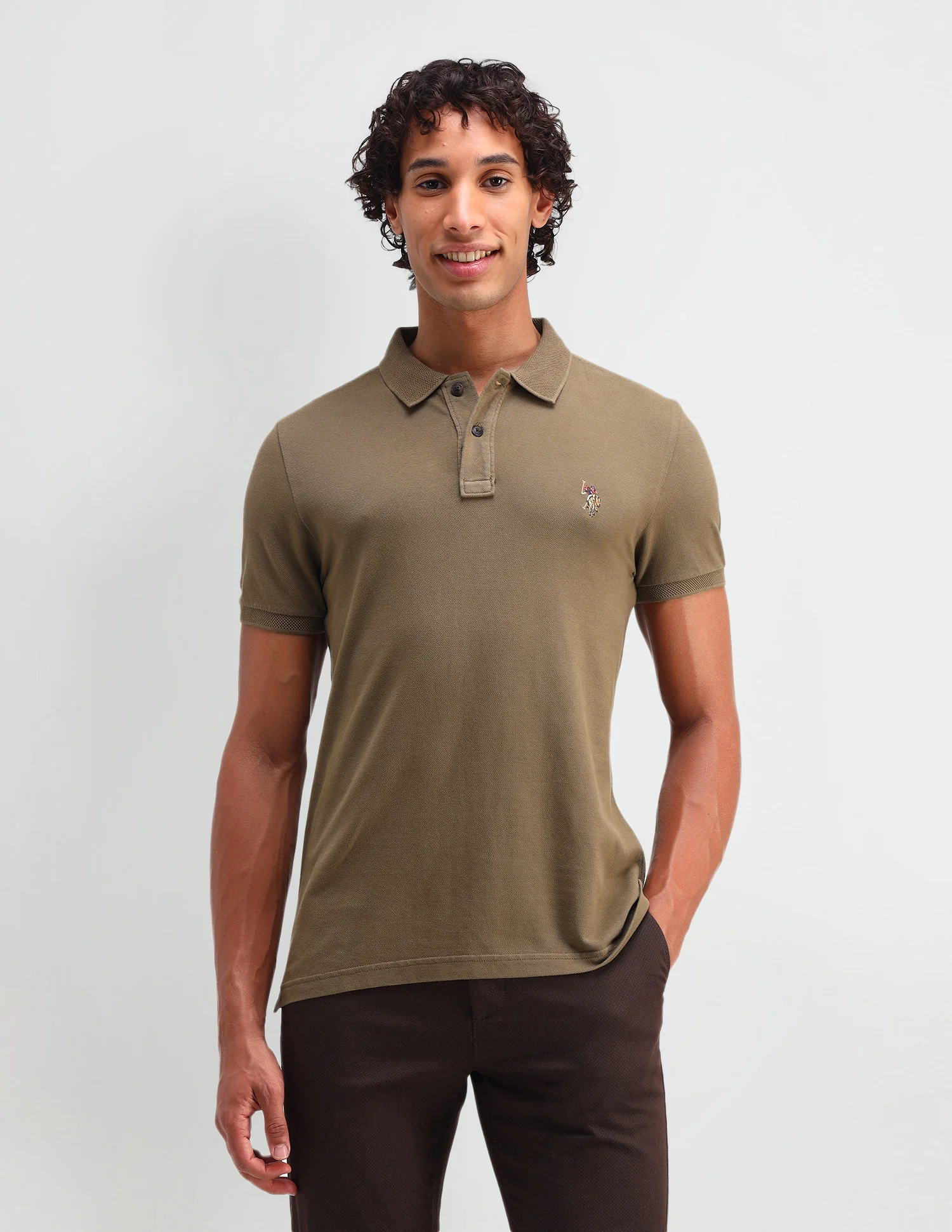 Solid Cotton Muscle Fit Polo Shirt - Image 6
